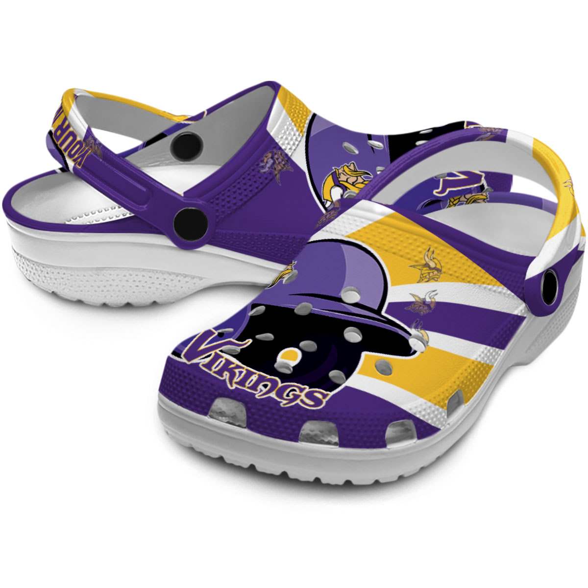Merchidea Minnesota Vikings NFL Sport Crocs Crocband Clogs Shoes Comfortable For Men Women and Kids