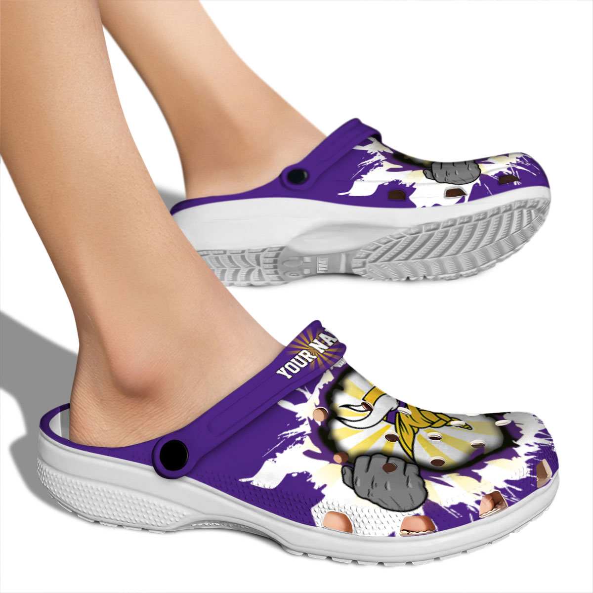 Merchidea Minnesota Vikings NFL Sport Crocs Crocband Clogs Shoes Comfortable For Men Women and Kids