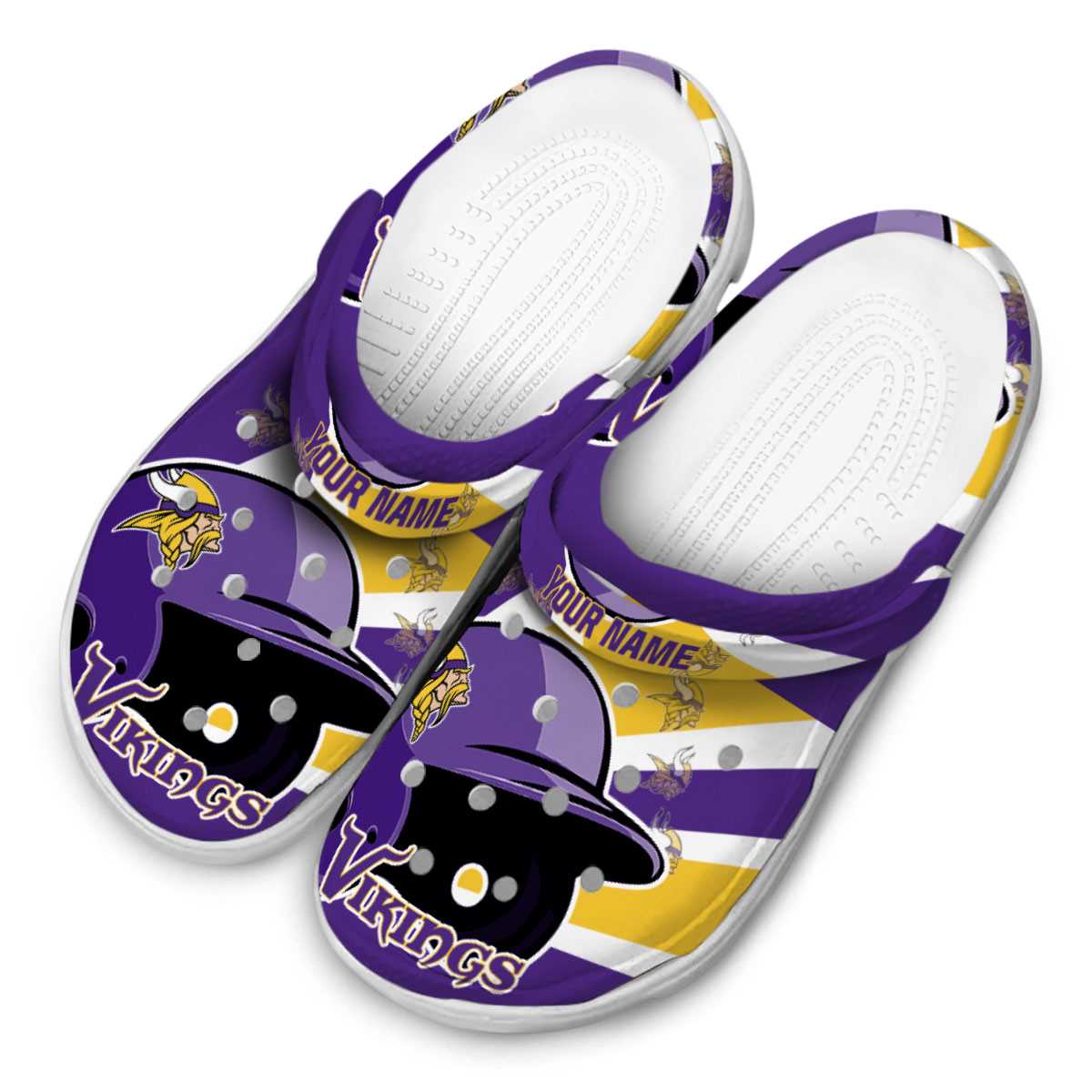 Merchidea Minnesota Vikings NFL Sport Crocs Crocband Clogs Shoes Comfortable For Men Women and Kids