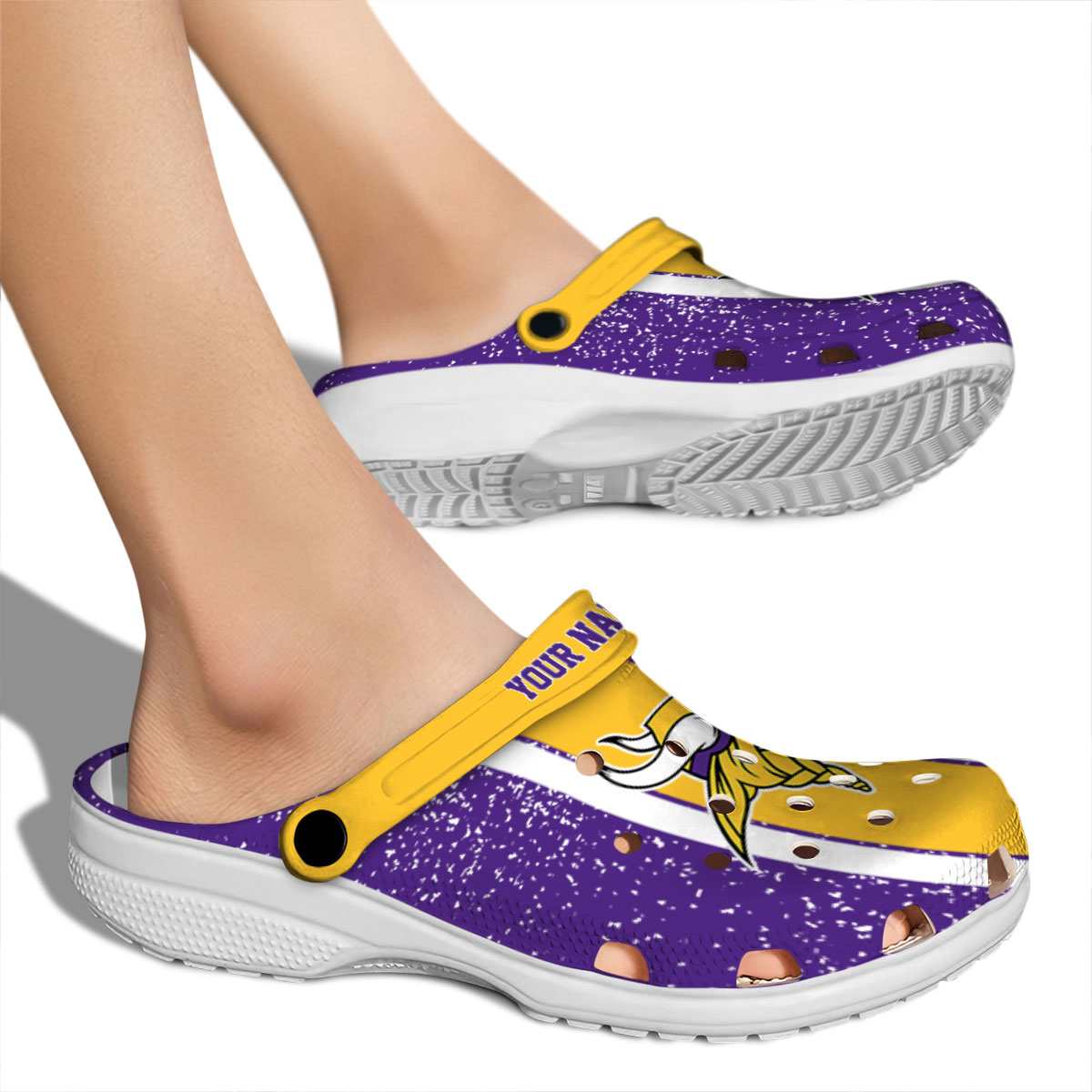 Merchidea Minnesota Vikings NFL Sport Crocs Crocband Clogs Shoes Comfortable For Men Women and Kids