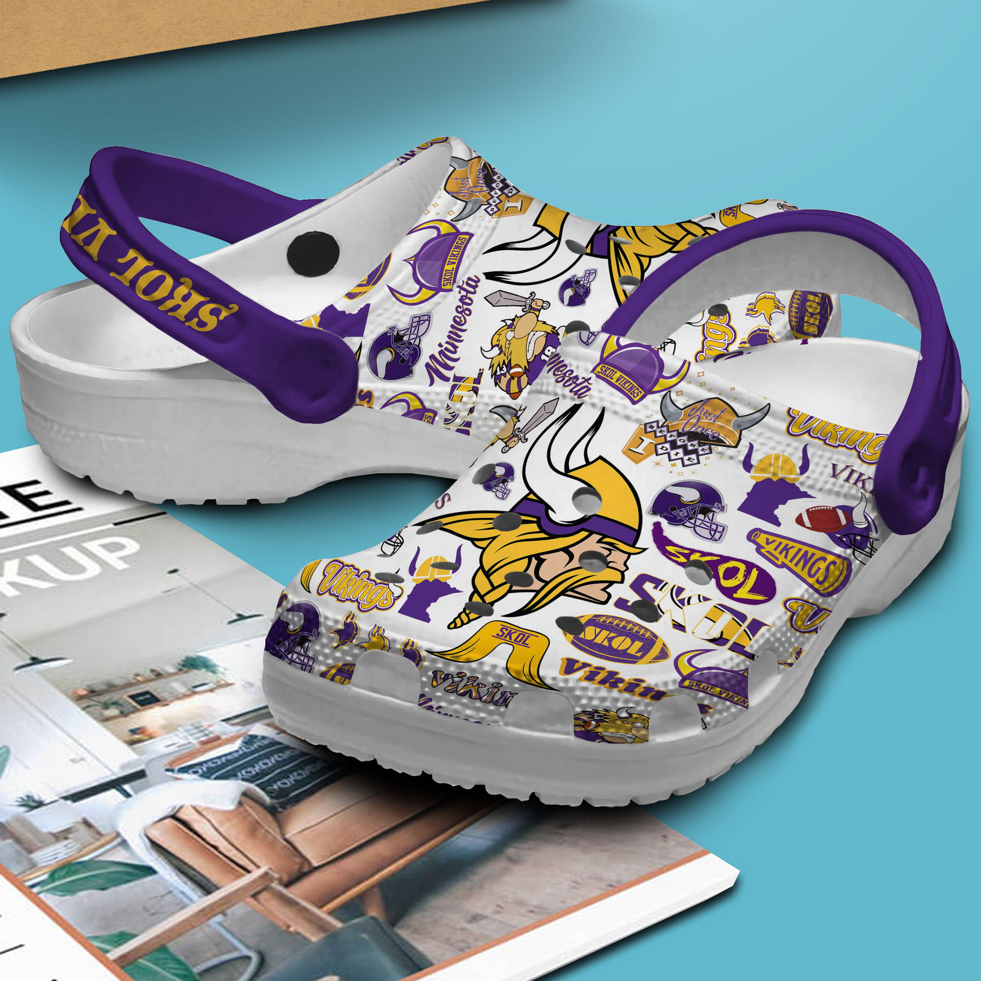 Merchidea Minnesota Vikings NFL Sport Crocs Crocband Clogs Shoes Comfortable For Men Women and Kids