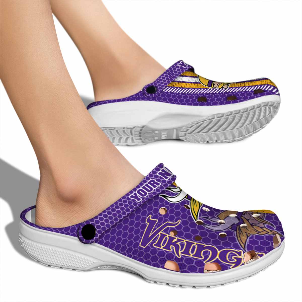 Merchidea Minnesota Vikings NFL Sport Crocs Crocband Clogs Shoes Comfortable For Men Women and Kids