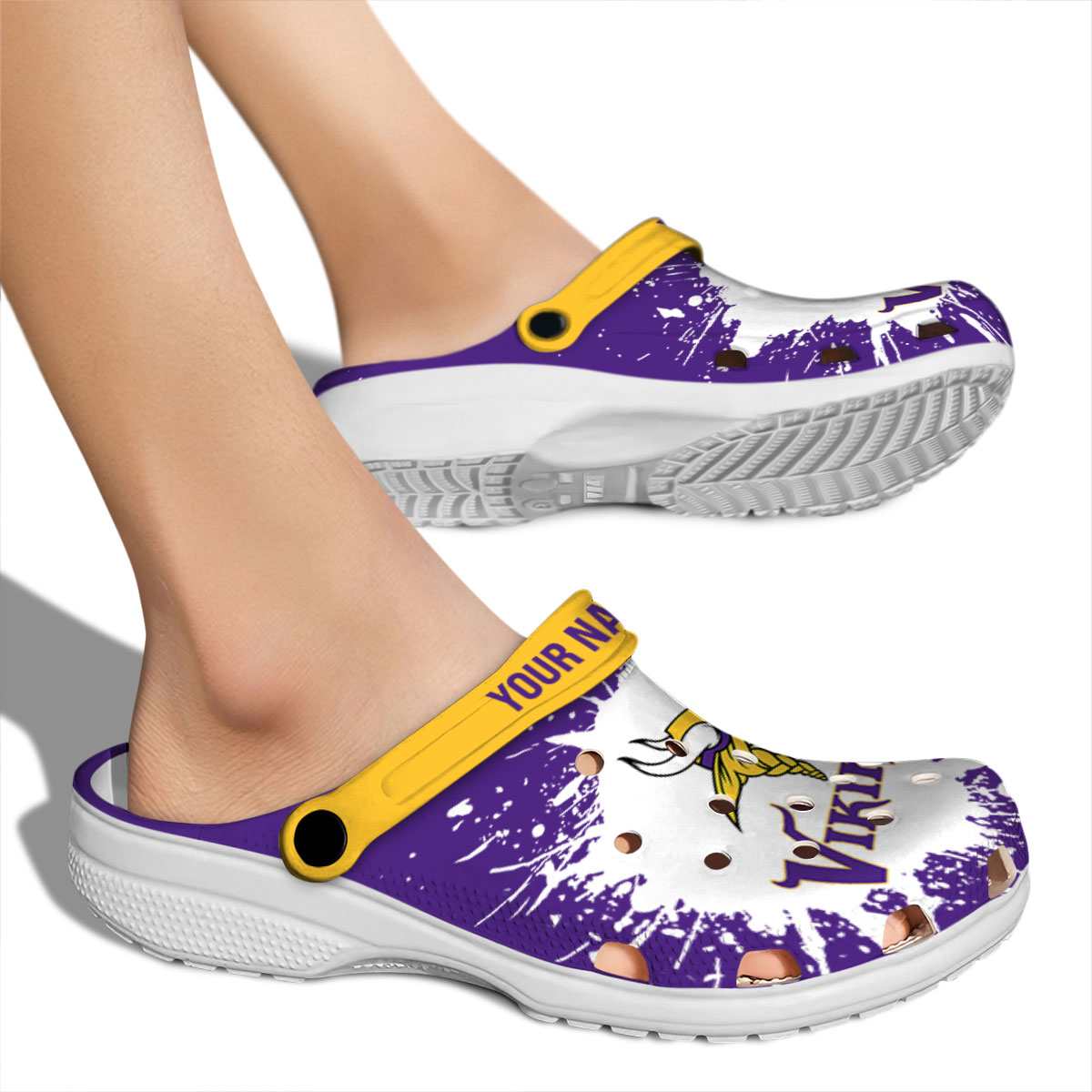 Merchidea Minnesota Vikings NFL Sport Crocs Crocband Clogs Shoes Comfortable For Men Women and Kids