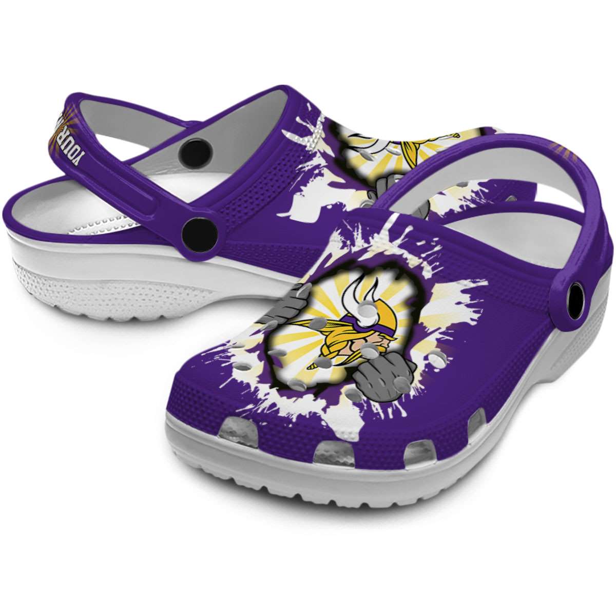 Merchidea Minnesota Vikings NFL Sport Crocs Crocband Clogs Shoes Comfortable For Men Women and Kids