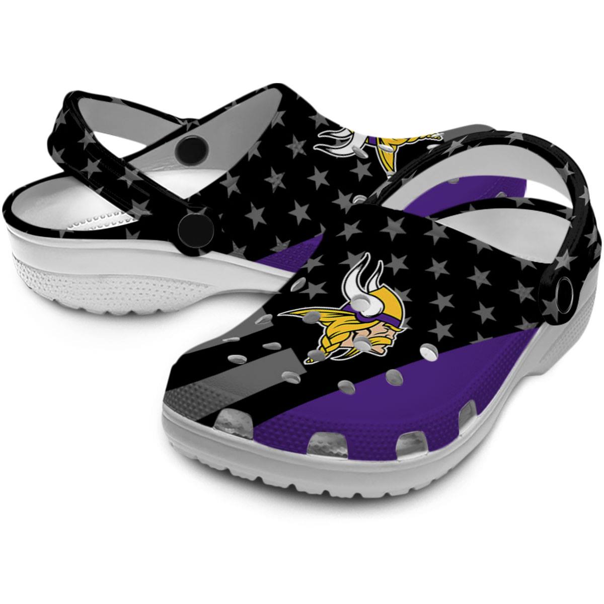 Merchidea Minnesota Vikings NFL Sport Crocs Crocband Clogs Shoes Comfortable For Men Women and Kids