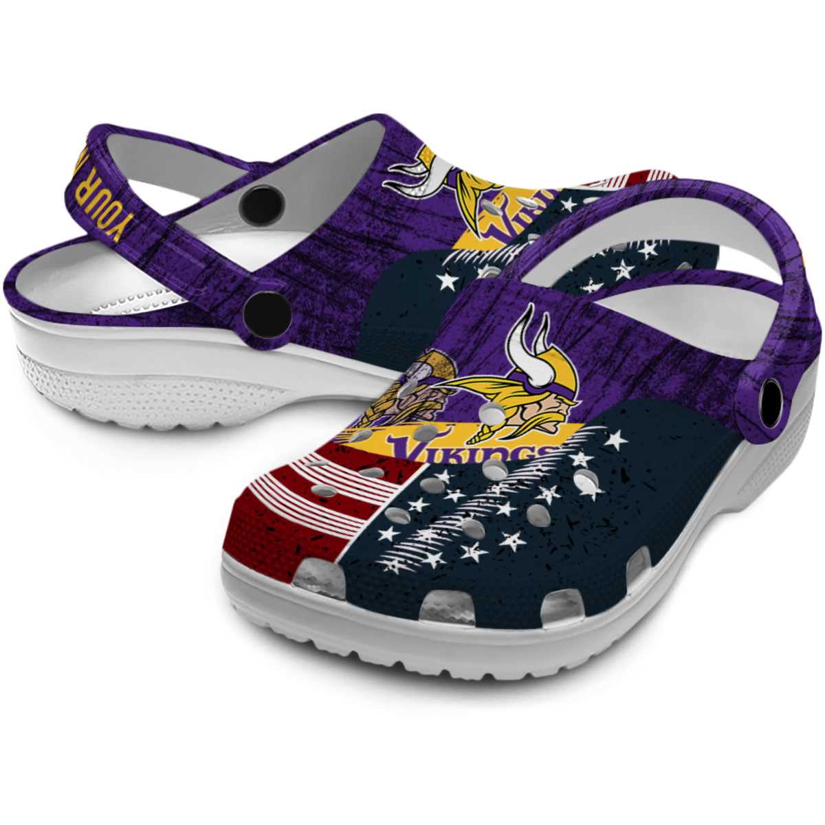 Merchidea Minnesota Vikings NFL Sport Crocs Crocband Clogs Shoes Comfortable For Men Women and Kids