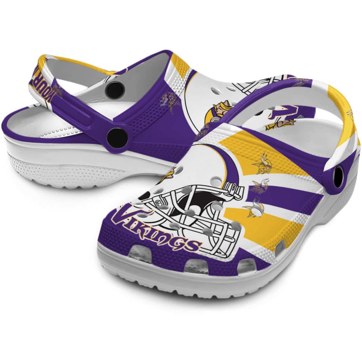 Merchidea Minnesota Vikings NFL Sport Crocs Crocband Clogs Shoes Comfortable For Men Women and Kids