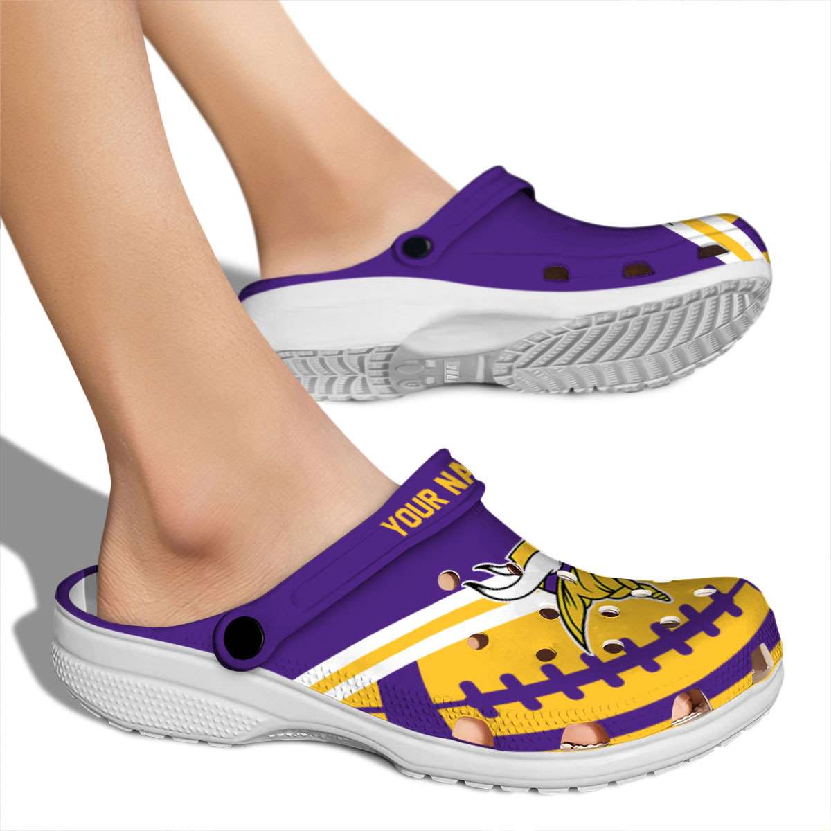 Merchidea Minnesota Vikings NFL Sport Crocs Crocband Clogs Shoes Comfortable For Men Women and Kids