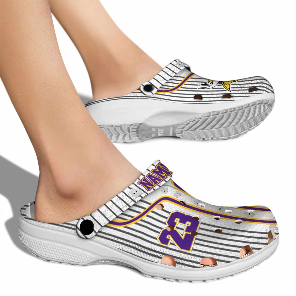 Merchidea Minnesota Vikings NFL Sport Crocs Crocband Clogs Shoes Comfortable For Men Women and Kids