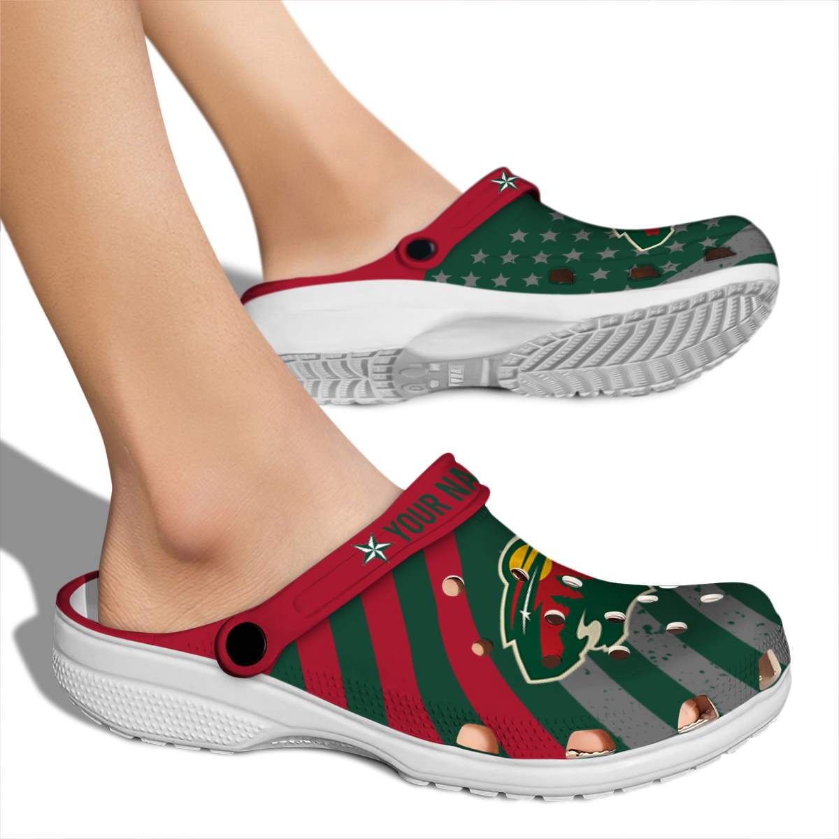 Merchidea Minnesota Wild NHL Sport Crocs Crocband Clogs Shoes Comfortable For Men Women and Kids