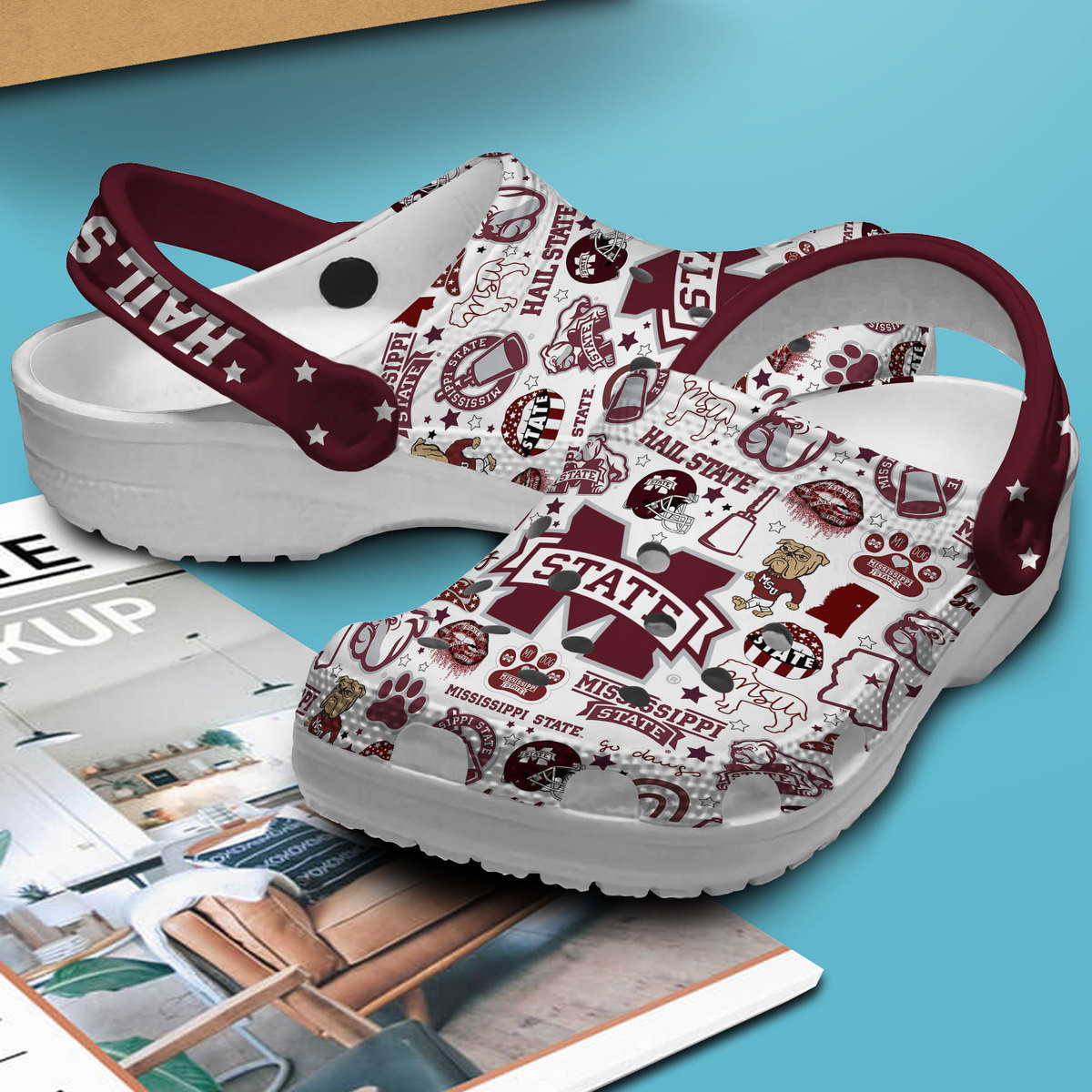 Merchidea Mississippi State Bulldogs NCAA Sport Crocs Crocband Clogs Shoes Comfortable For Men Women and Kids