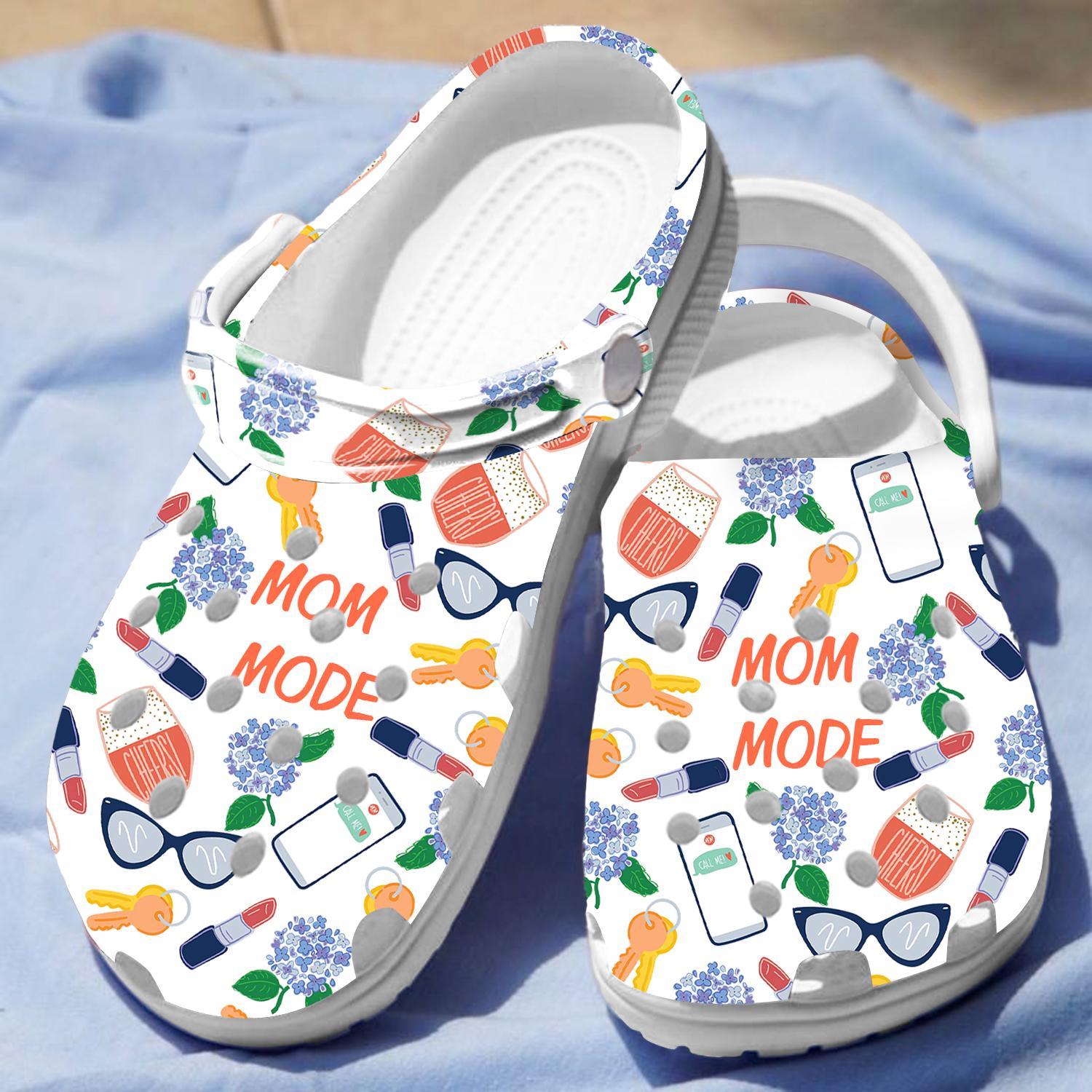 Merchidea Mom Mode And Flower Crocs Crocband Clogs Shoes Comfortable For Men Women and Kids