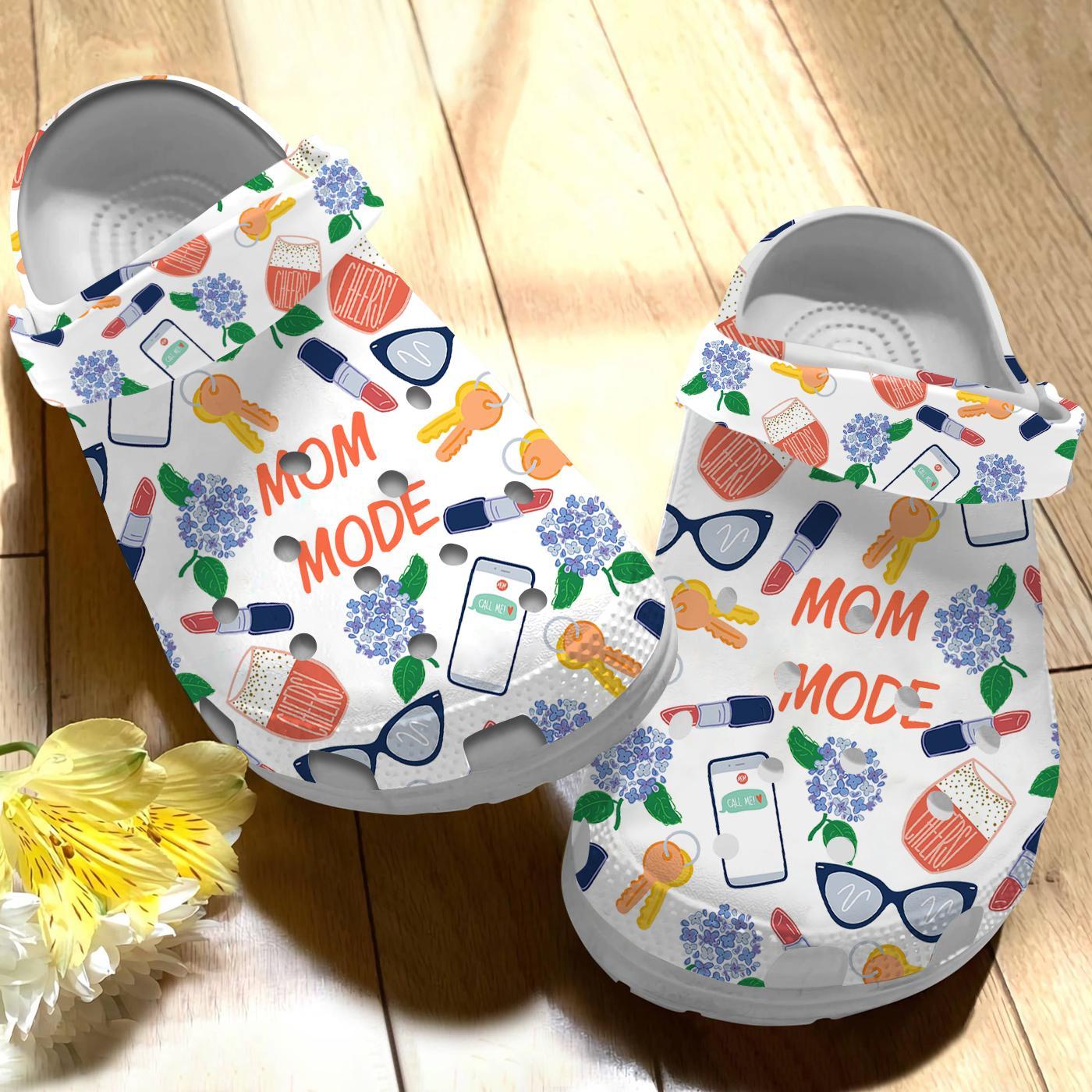 Merchidea Mom Mode And Flower Crocs Crocband Clogs Shoes Comfortable For Men Women and Kids