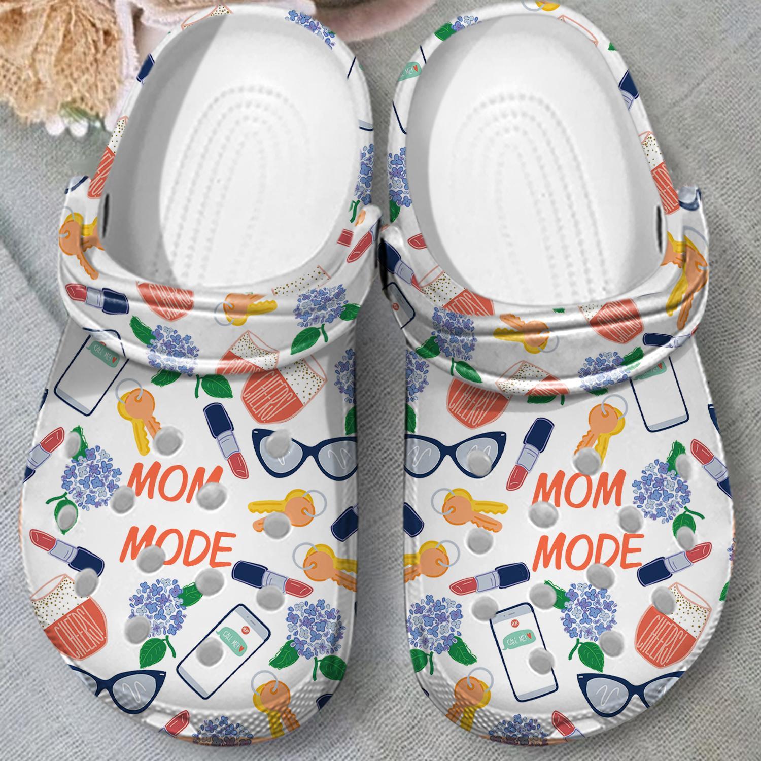 Merchidea Mom Mode And Flower Crocs Crocband Clogs Shoes Comfortable For Men Women and Kids