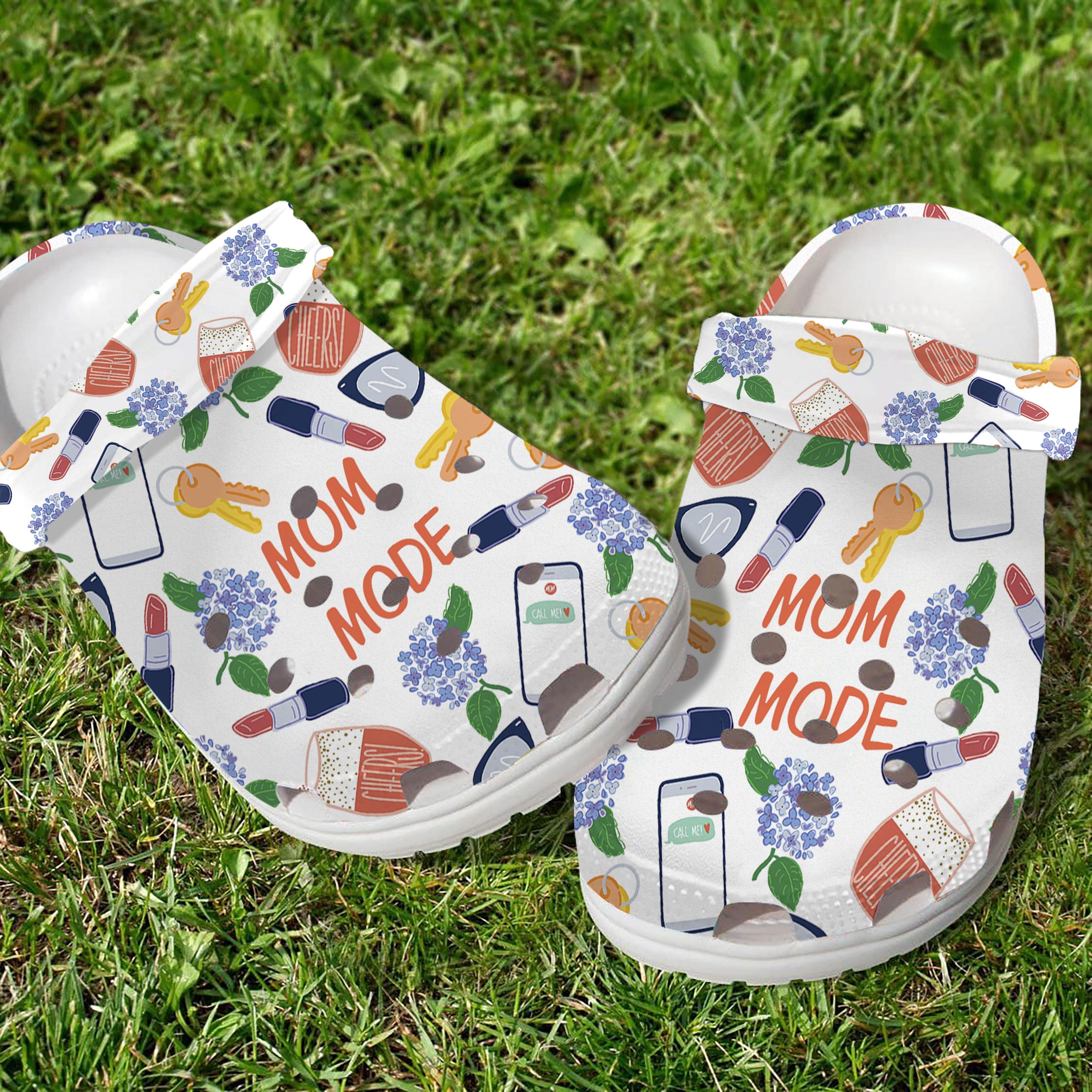 Merchidea Mom Mode And Flower Crocs Crocband Clogs Shoes Comfortable For Men Women and Kids