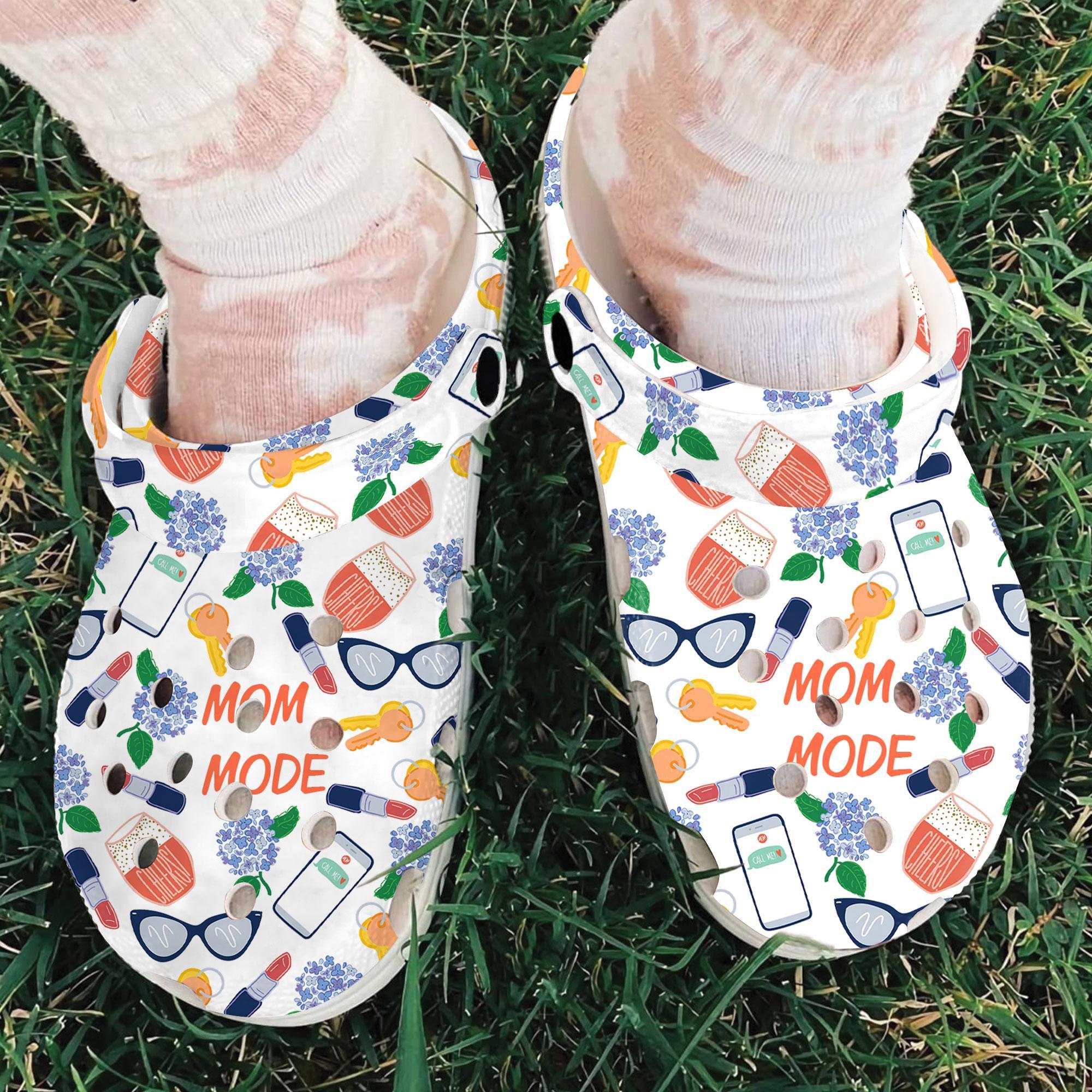 Merchidea Mom Mode And Flower Crocs Crocband Clogs Shoes Comfortable For Men Women and Kids