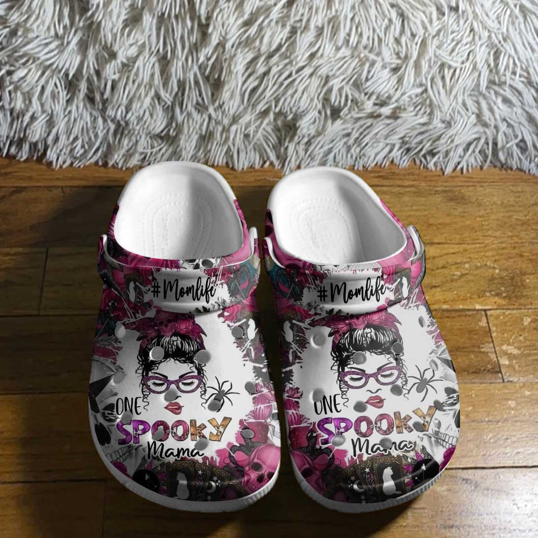 Merchidea Momlife Spooky Mama Crocs Crocband Clogs Shoes Comfortable For Men Women and Kids