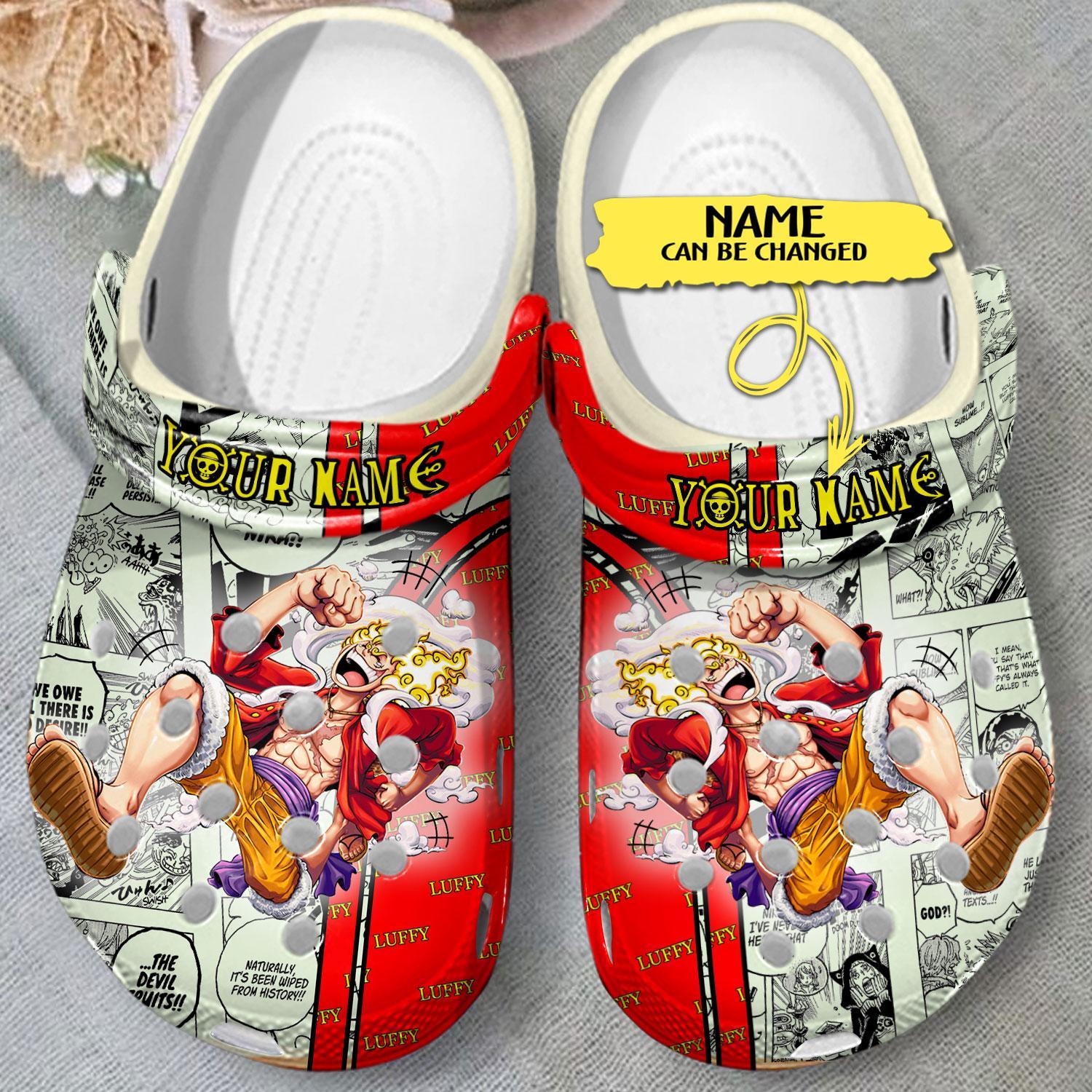 Merchidea Monkey D. Luffy One Piece Anime Crocs Crocband Clogs Shoes Comfortable For Men Women and Kids