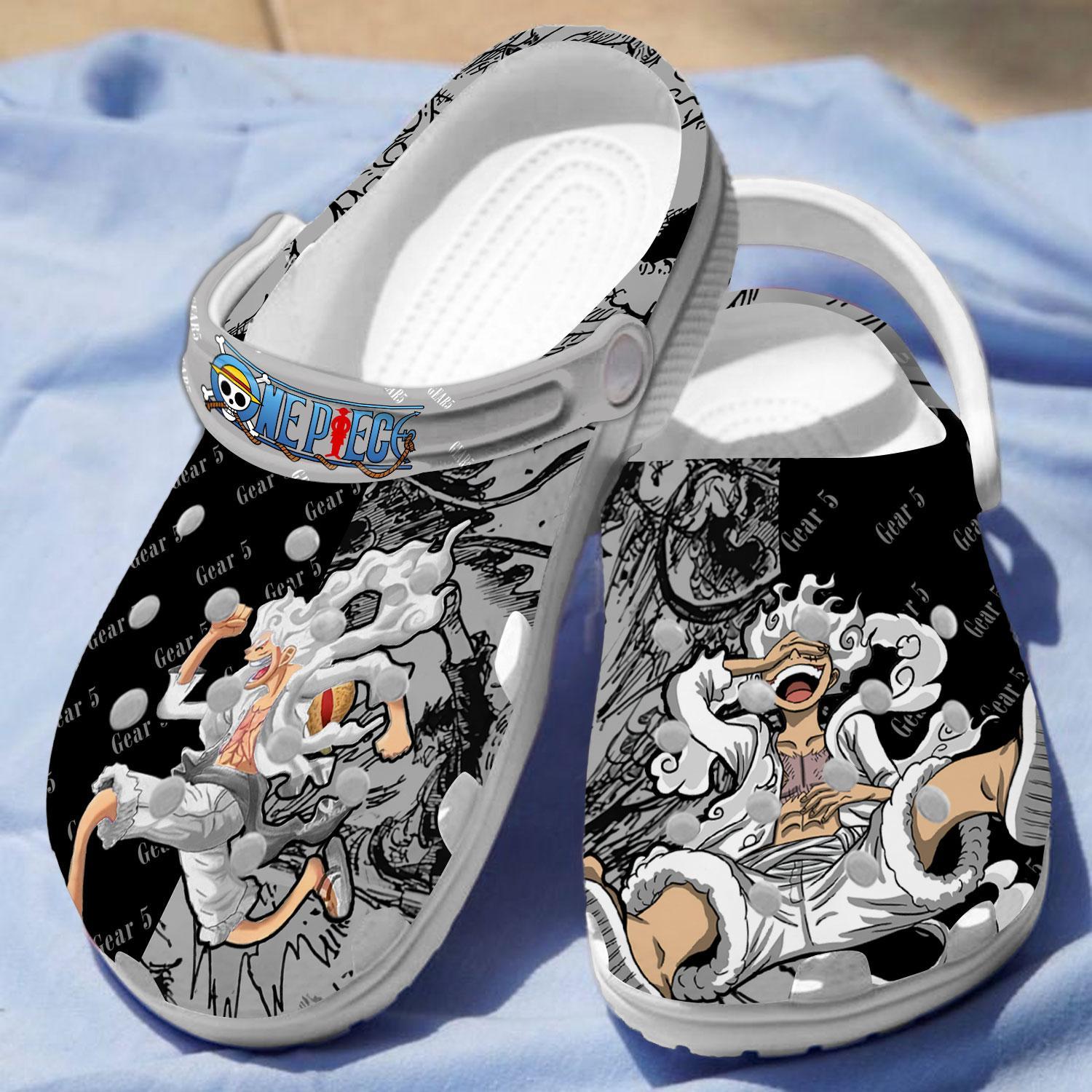 Merchidea Monkey D. Luffy One Piece Gear 5 Anime Crocs Crocband Clogs Shoes Comfortable For Men Women and Kids
