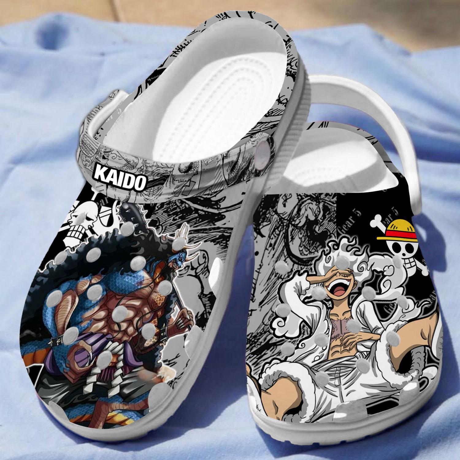 Merchidea Monkey D. Luffy One Piece Gear 5 Anime Crocs Crocband Clogs Shoes Comfortable For Men Women and Kids