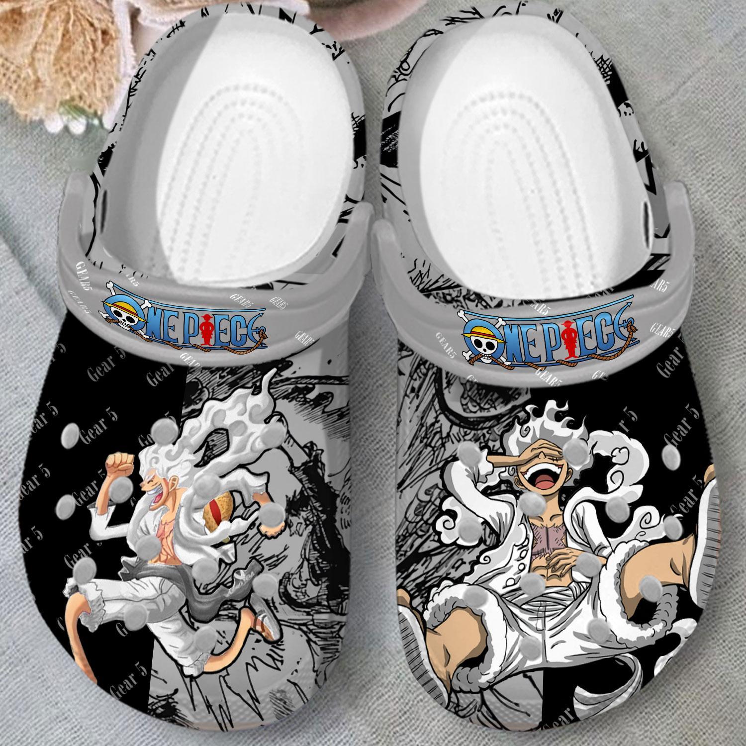 Merchidea Monkey D. Luffy One Piece Gear 5 Anime Crocs Crocband Clogs Shoes Comfortable For Men Women and Kids
