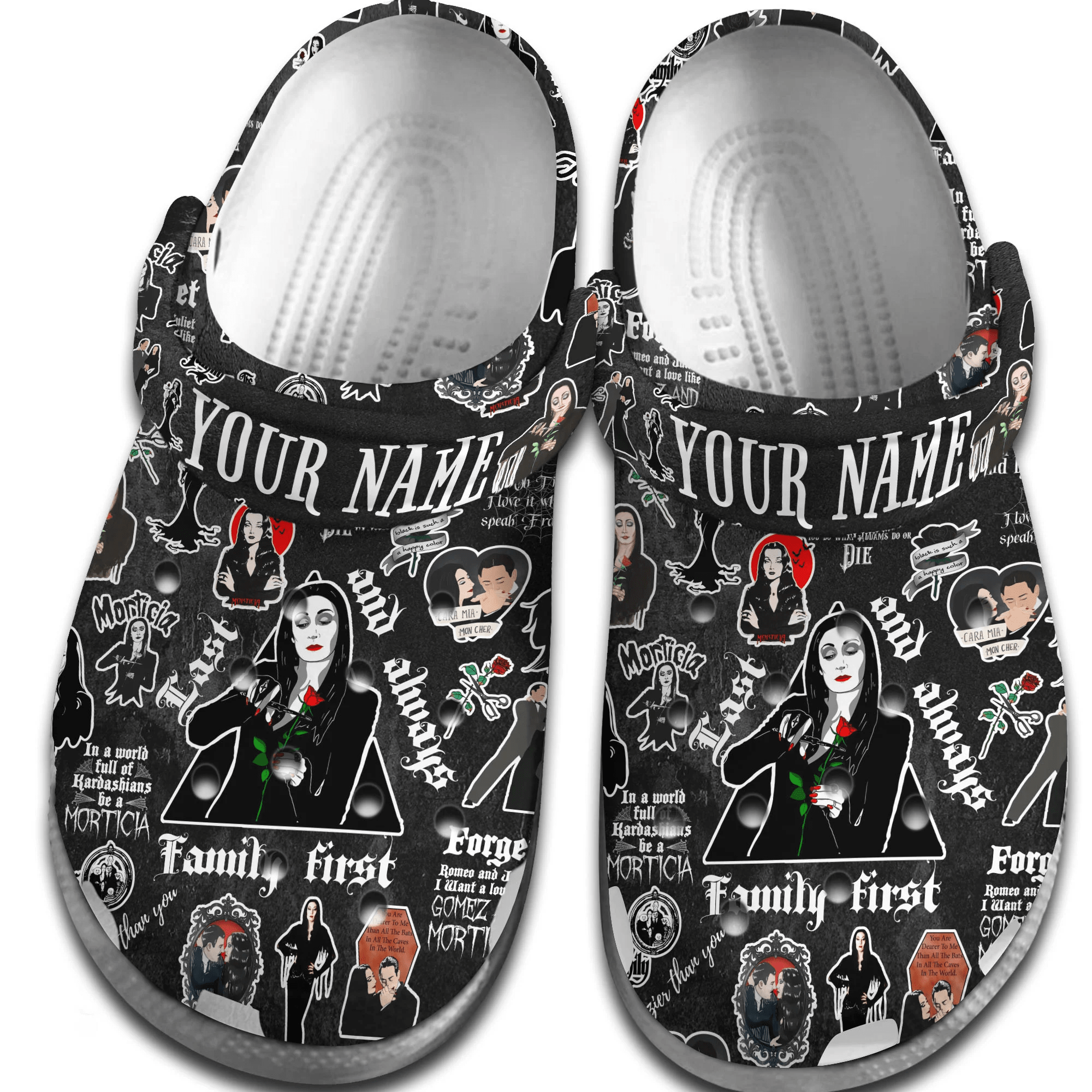 Merchidea Mother Day morticia addams Crocs Crocband Clogs Shoes Comfortable For Men Women and Kids