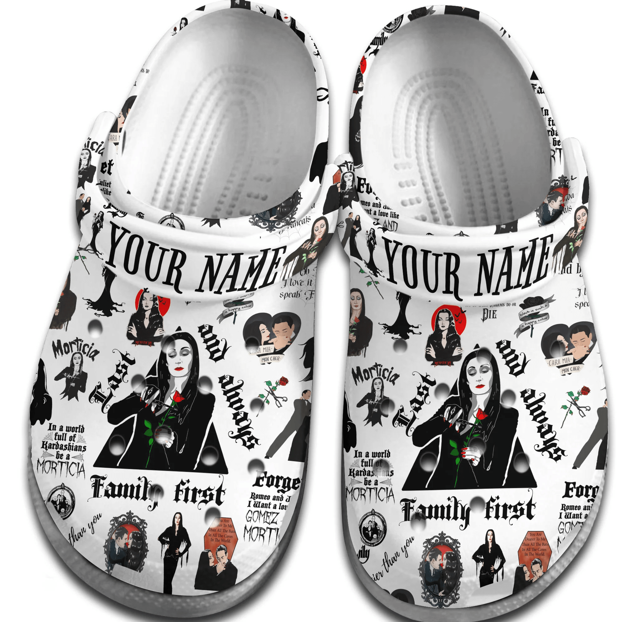 Merchidea Mother Day morticia addams Crocs Crocband Clogs Shoes Comfortable For Men Women and Kids