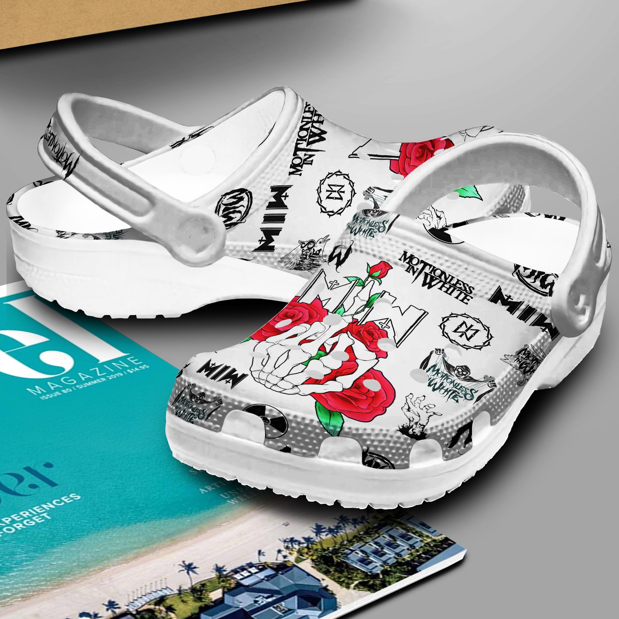 Merchidea Motionless In White Music Crocs Crocband Clogs Shoes Comfortable For Men Women and Kids