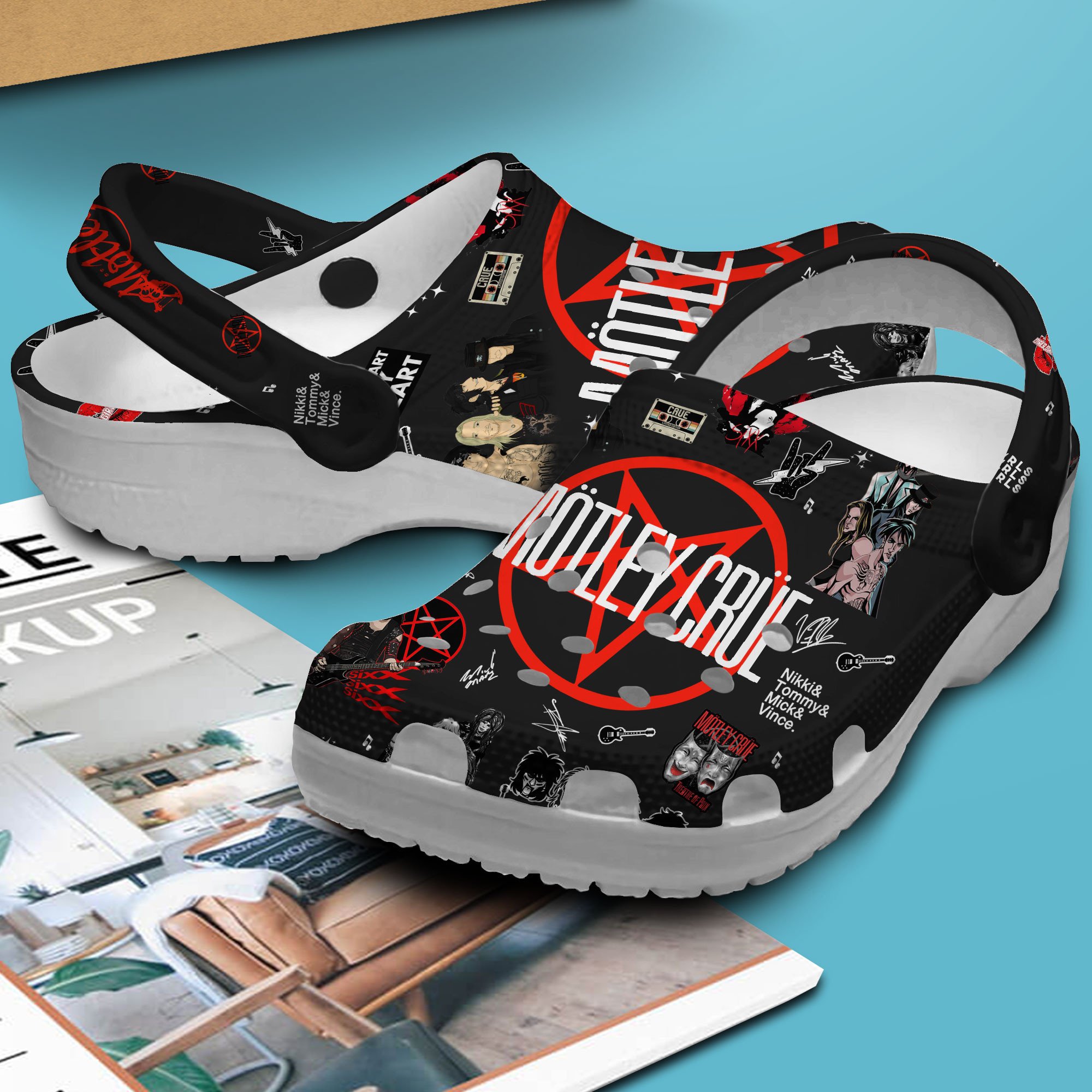 Merchidea Motley Crue Music Crocs Crocband Clogs Shoes Comfortable For Men Women and Kids