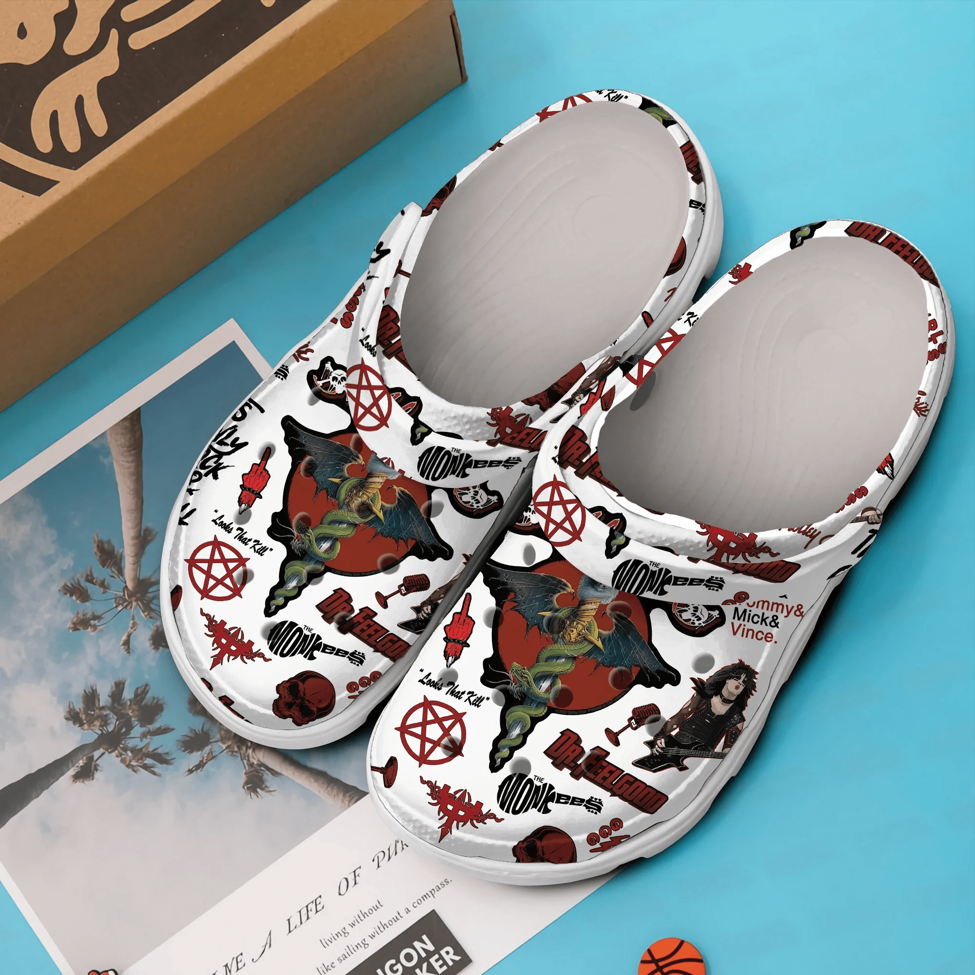 Merchidea Motley Crue Rock Band Music Crocs Crocband Clogs Shoes Comfortable For Men Women and Kids