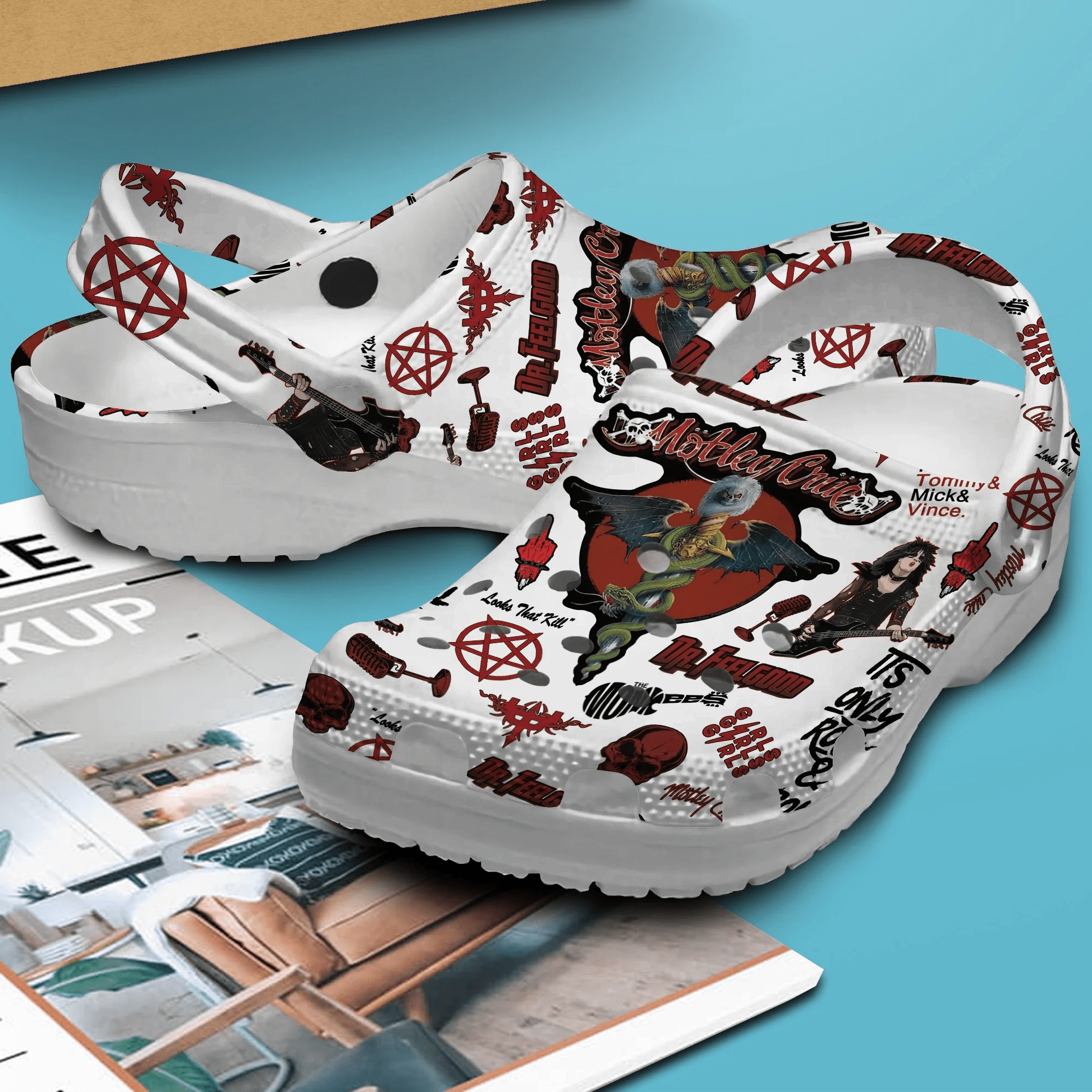 Merchidea Motley Crue Rock Band Music Crocs Crocband Clogs Shoes Comfortable For Men Women and Kids