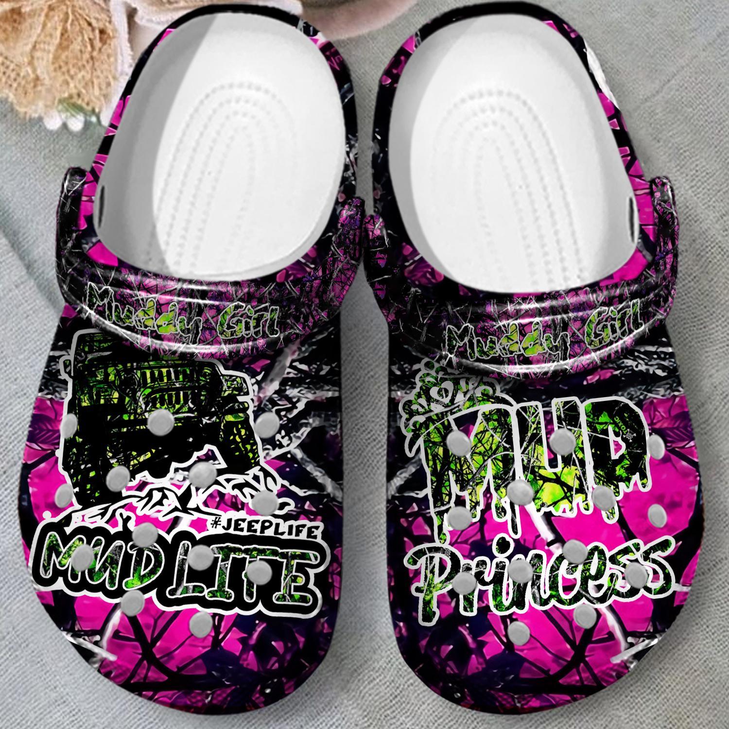 Merchidea Muddy Girl Princess Crocs Crocband Clogs Shoes Comfortable For Men Women and Kids