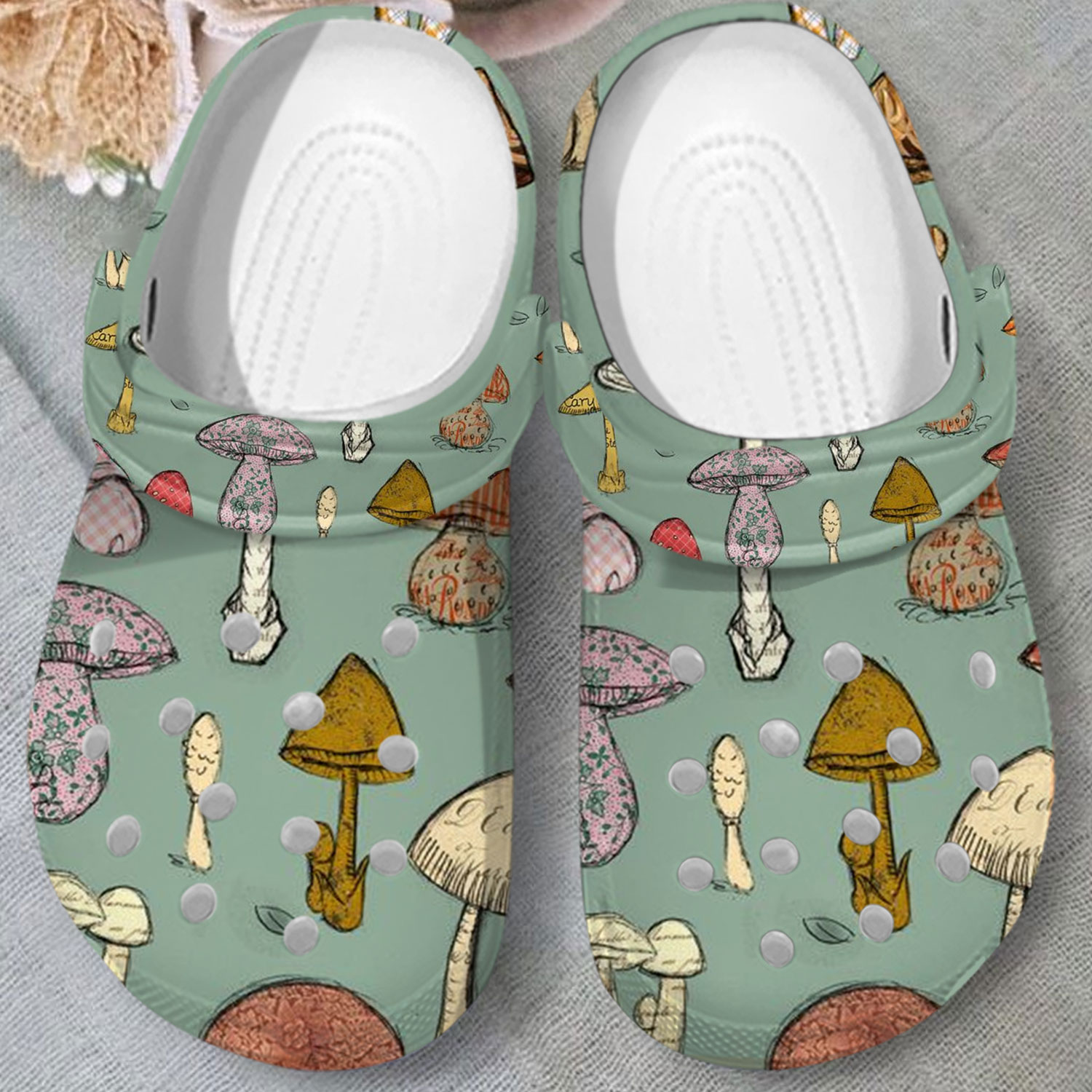 Merchidea Mushroom Crocs Crocband Clogs Shoes Comfortable For Men Women and Kids