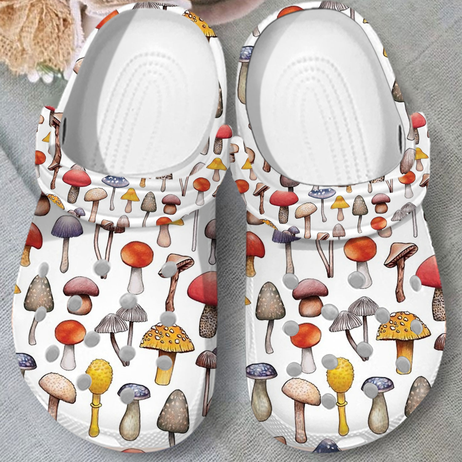 Merchidea Mushroom Crocs Crocband Clogs Shoes Comfortable For Men Women and Kids