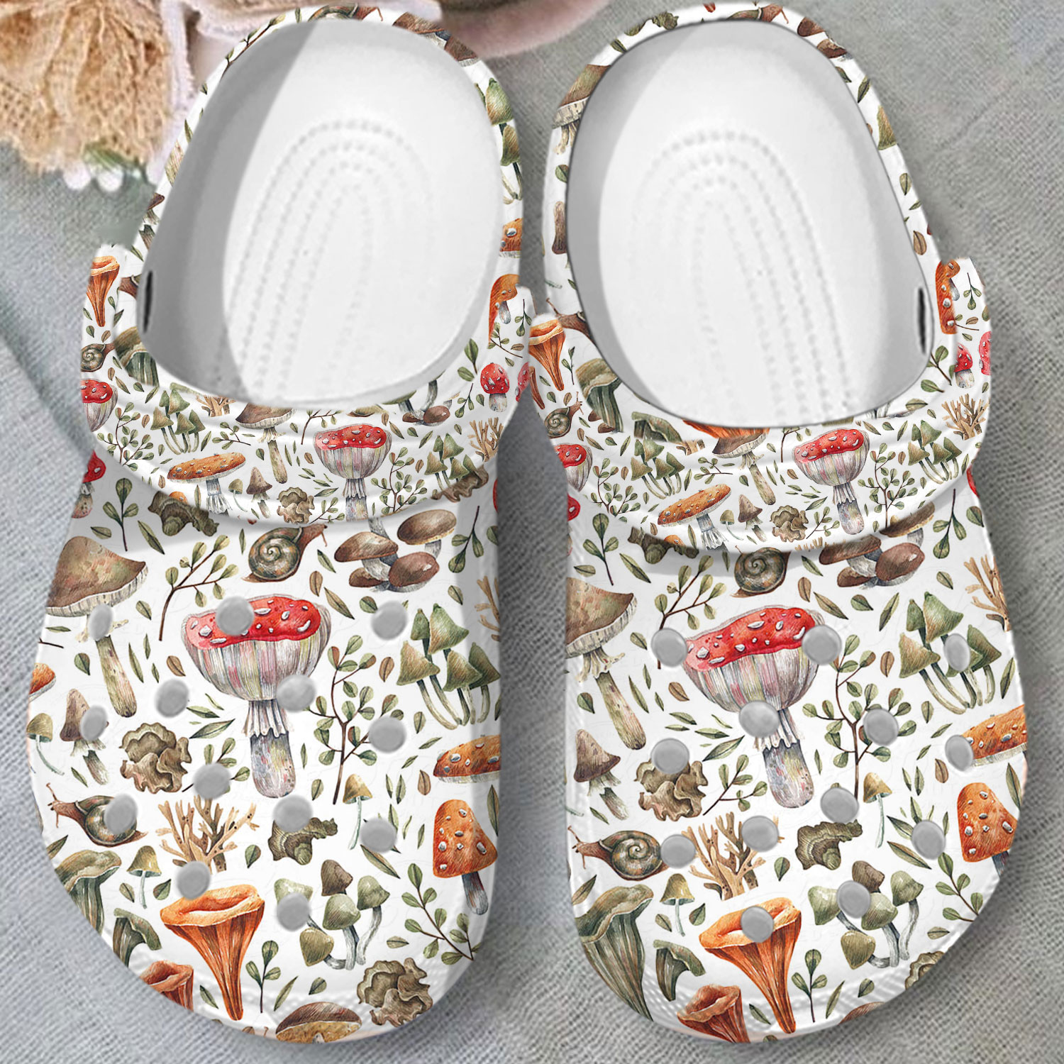 Merchidea Mushroom Crocs Crocband Clogs Shoes Comfortable For Men Women and Kids