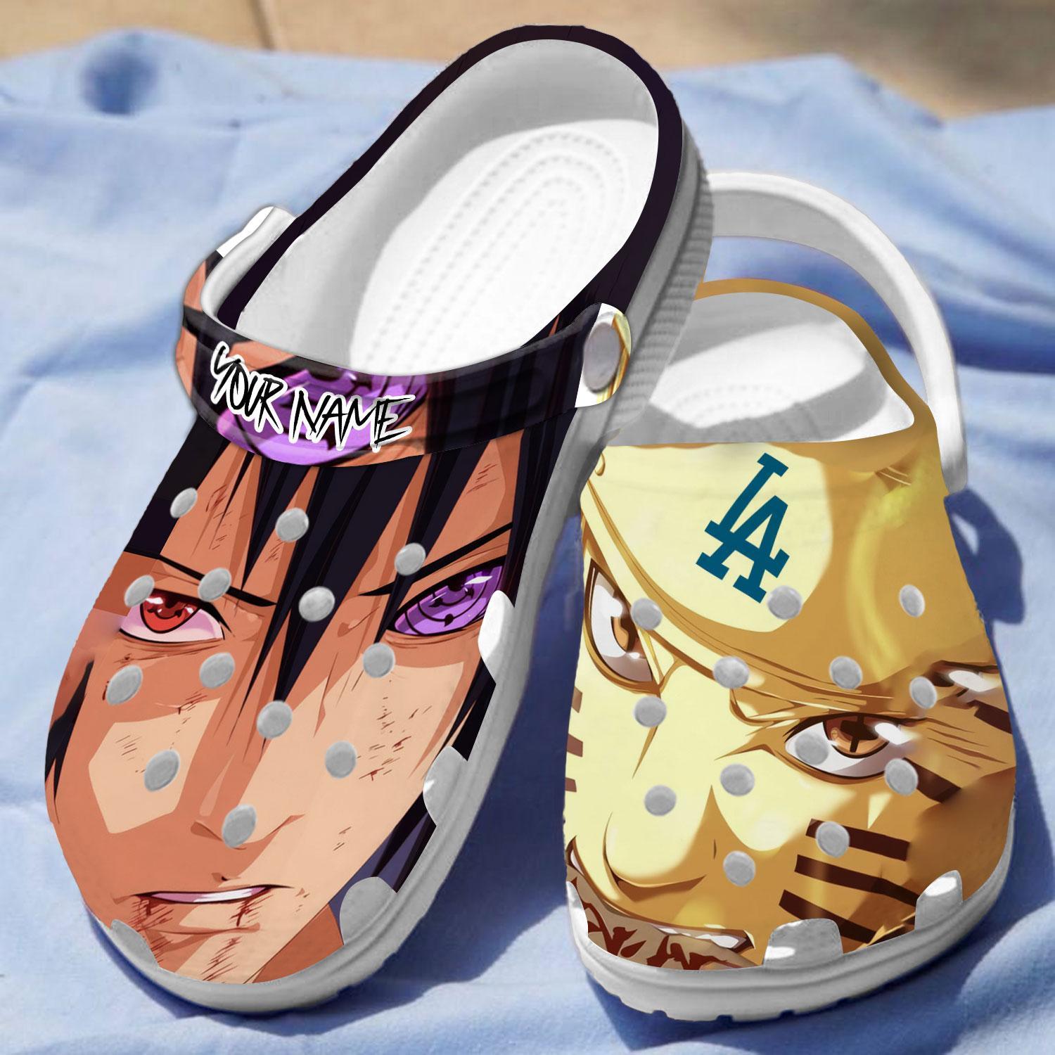 Merchidea Naruto And Los Angeles Dodgers MLB Sport Crocs Crocband Clogs Shoes Comfortable For Men Women and Kids