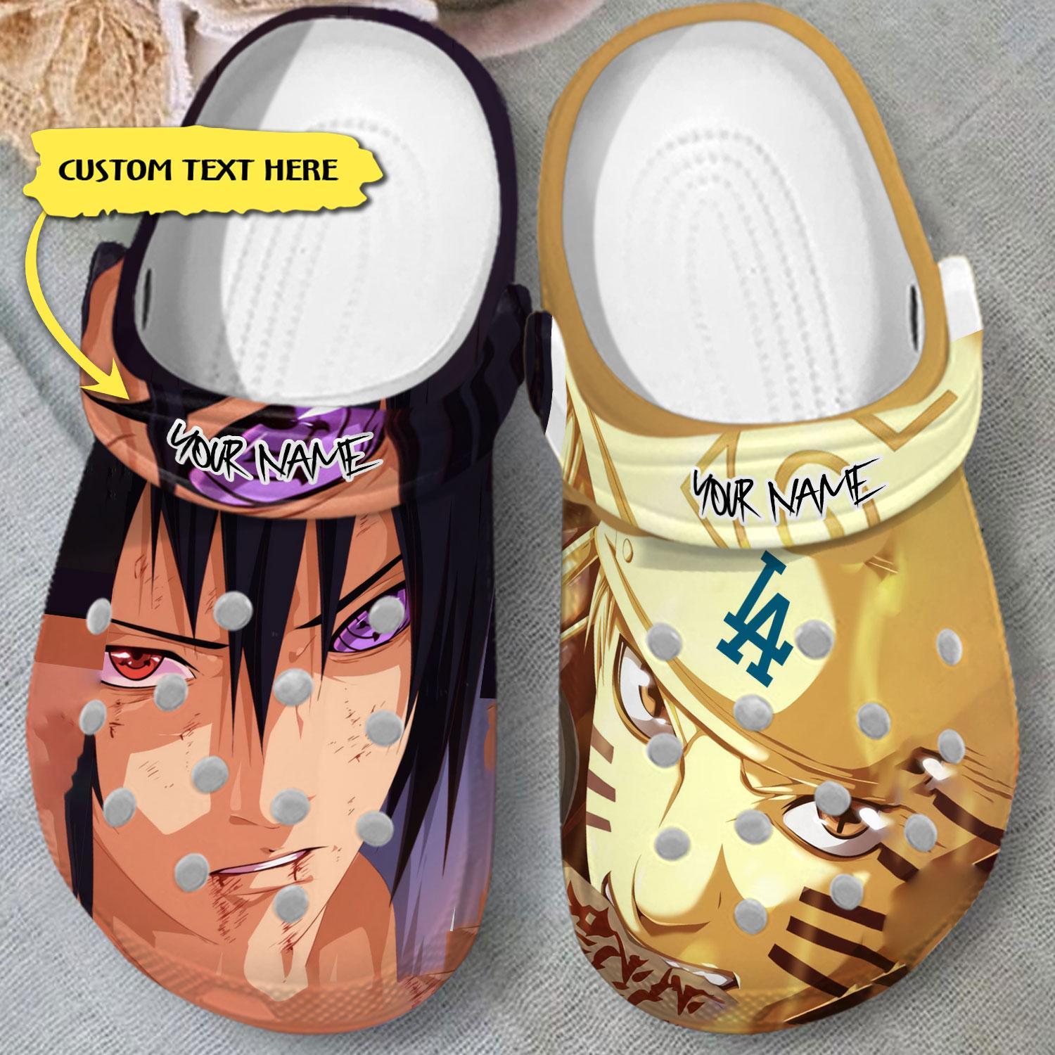 Merchidea Naruto And Los Angeles Dodgers MLB Sport Crocs Crocband Clogs Shoes Comfortable For Men Women and Kids