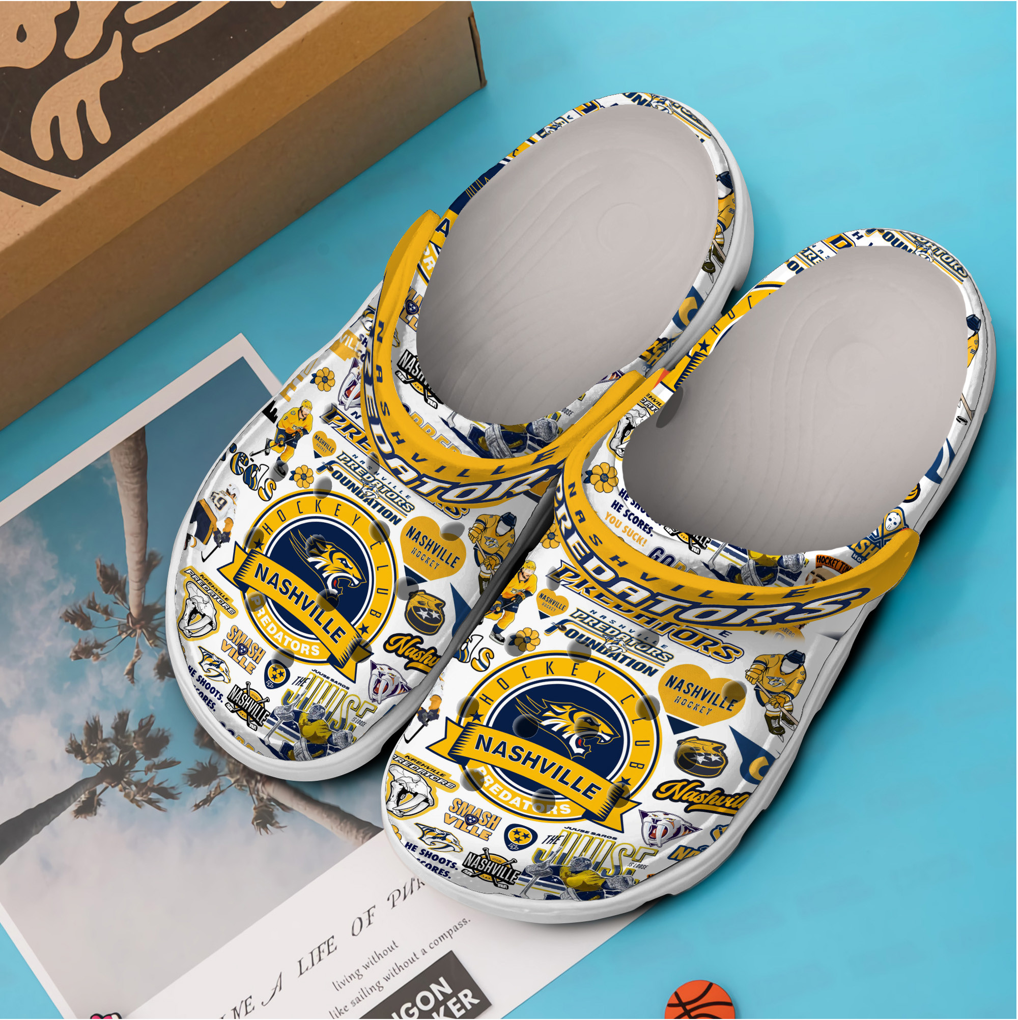 Merchidea Nashville Predators NHL Sport Crocs Crocband Clogs Shoes Comfortable For Men Women and Kids