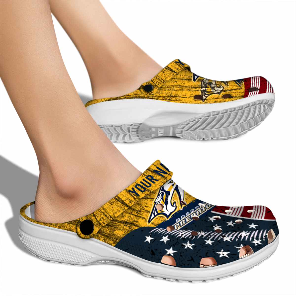 Merchidea Nashville Predators NHL Sport Crocs Crocband Clogs Shoes Comfortable For Men Women and Kids