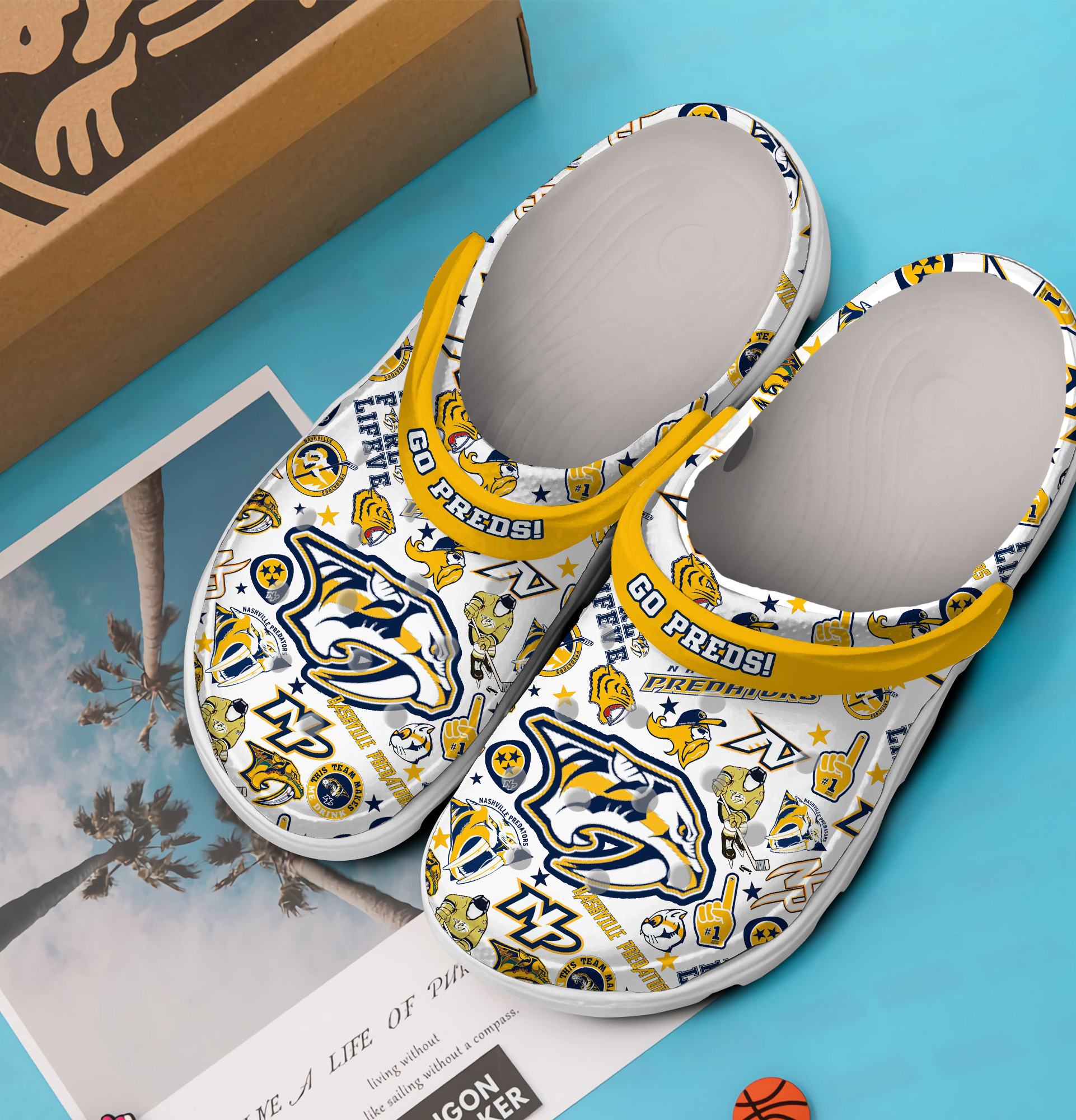 Merchidea Nashville Predators NHL Sport Crocs Crocband Clogs Shoes Comfortable For Men Women and Kids