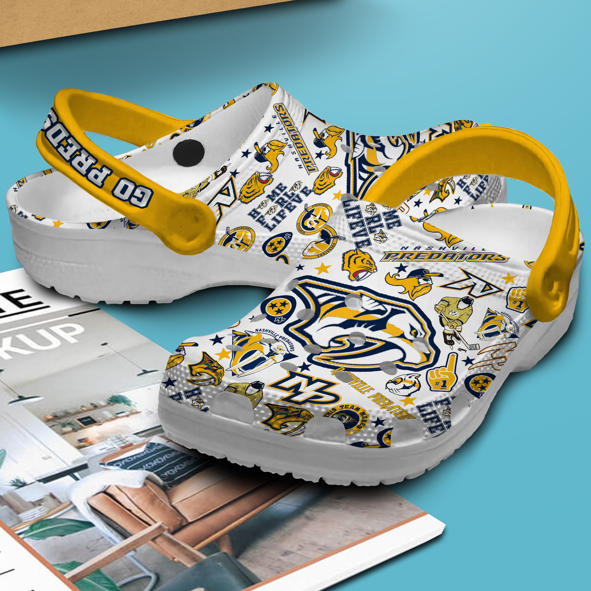 Merchidea Nashville Predators NHL Sport Crocs Crocband Clogs Shoes Comfortable For Men Women and Kids