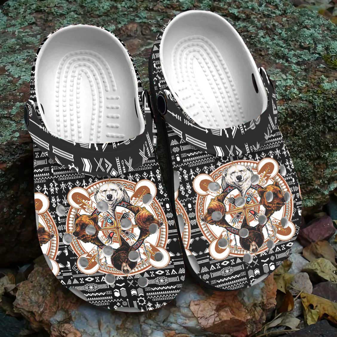 Merchidea Native American Bear Warrior Crocs Clog Shoes For Kid and Adult