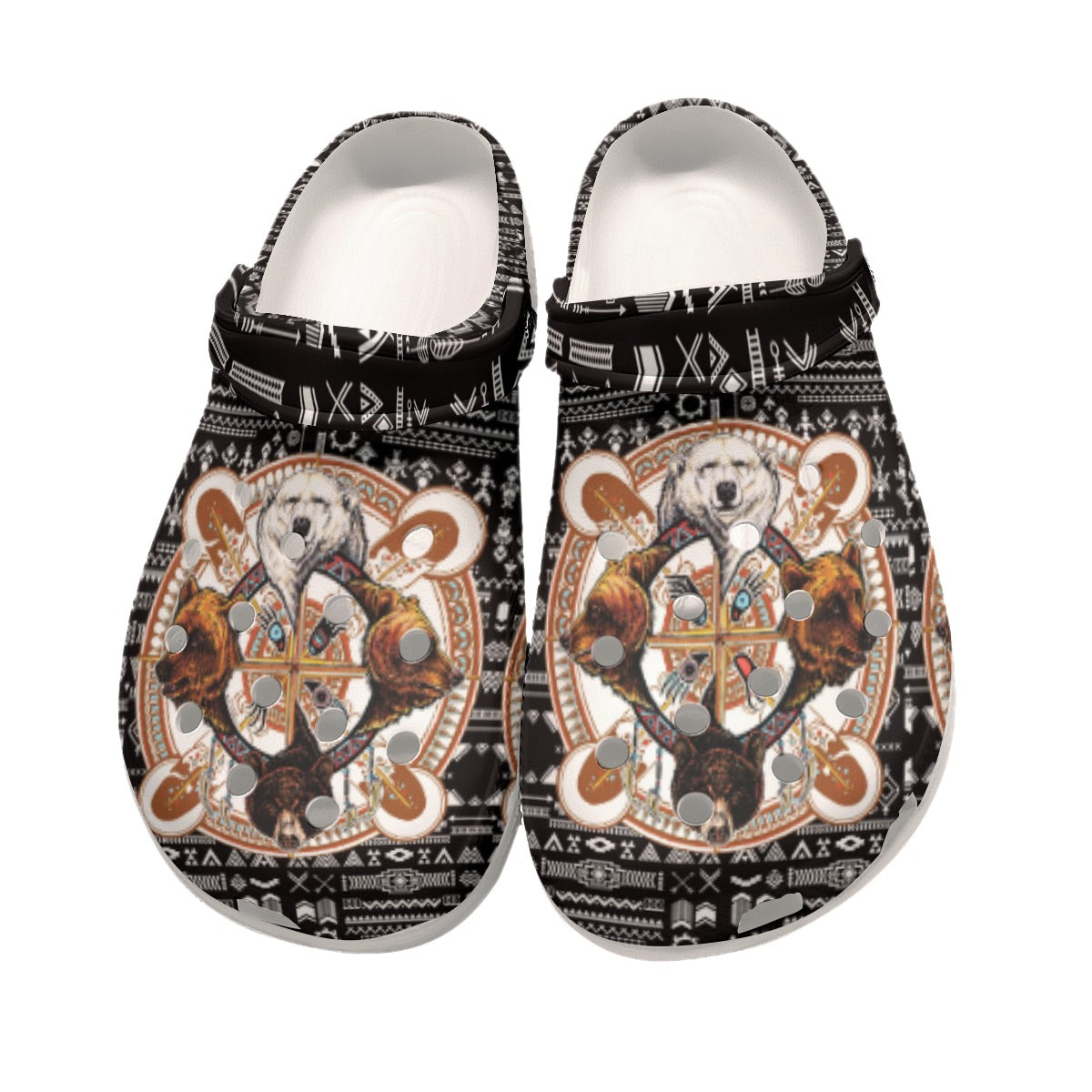 Merchidea Native American Bear Warrior Crocs Clog Shoes For Kid and Adult