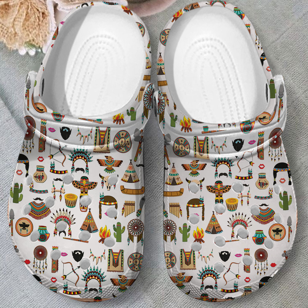 Merchidea Native American Crocs Crocband Clogs Shoes Comfortable For Men Women and Kids