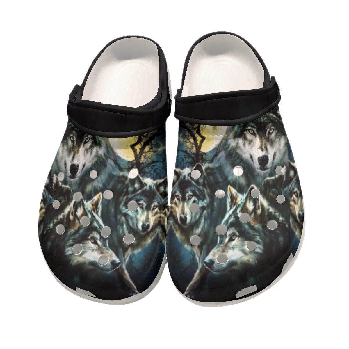 Merchidea Native American Native Wolf Crocs Clog Shoes For Kid and Adult