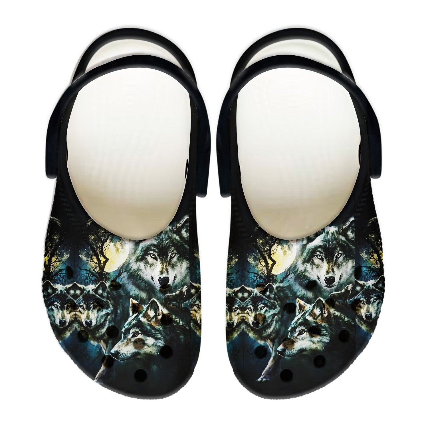 Merchidea Native American Native Wolf Crocs Clog Shoes For Kid and Adult