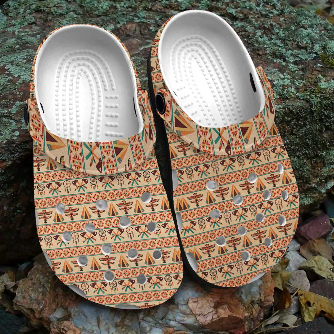 Merchidea Native American Pattern Crocs Clog Shoes For Kid and Adult