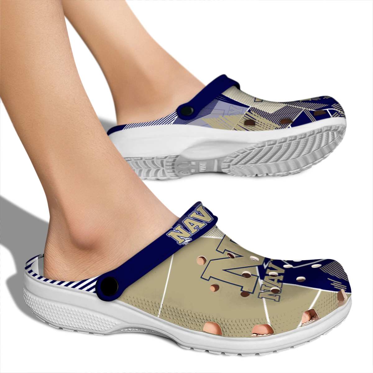 Merchidea Navy Midshipmen NCAA Sport Crocs Crocband Clogs Shoes Comfortable For Men Women and Kids