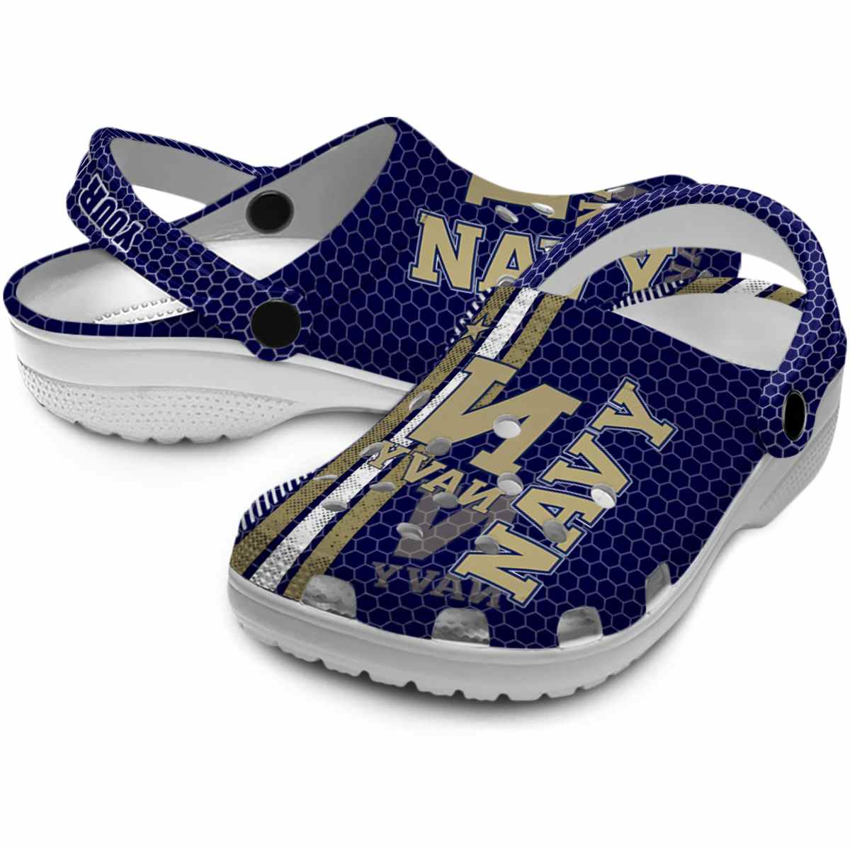 Merchidea Navy Midshipmen NCAA Sport Crocs Crocband Clogs Shoes Comfortable For Men Women and Kids