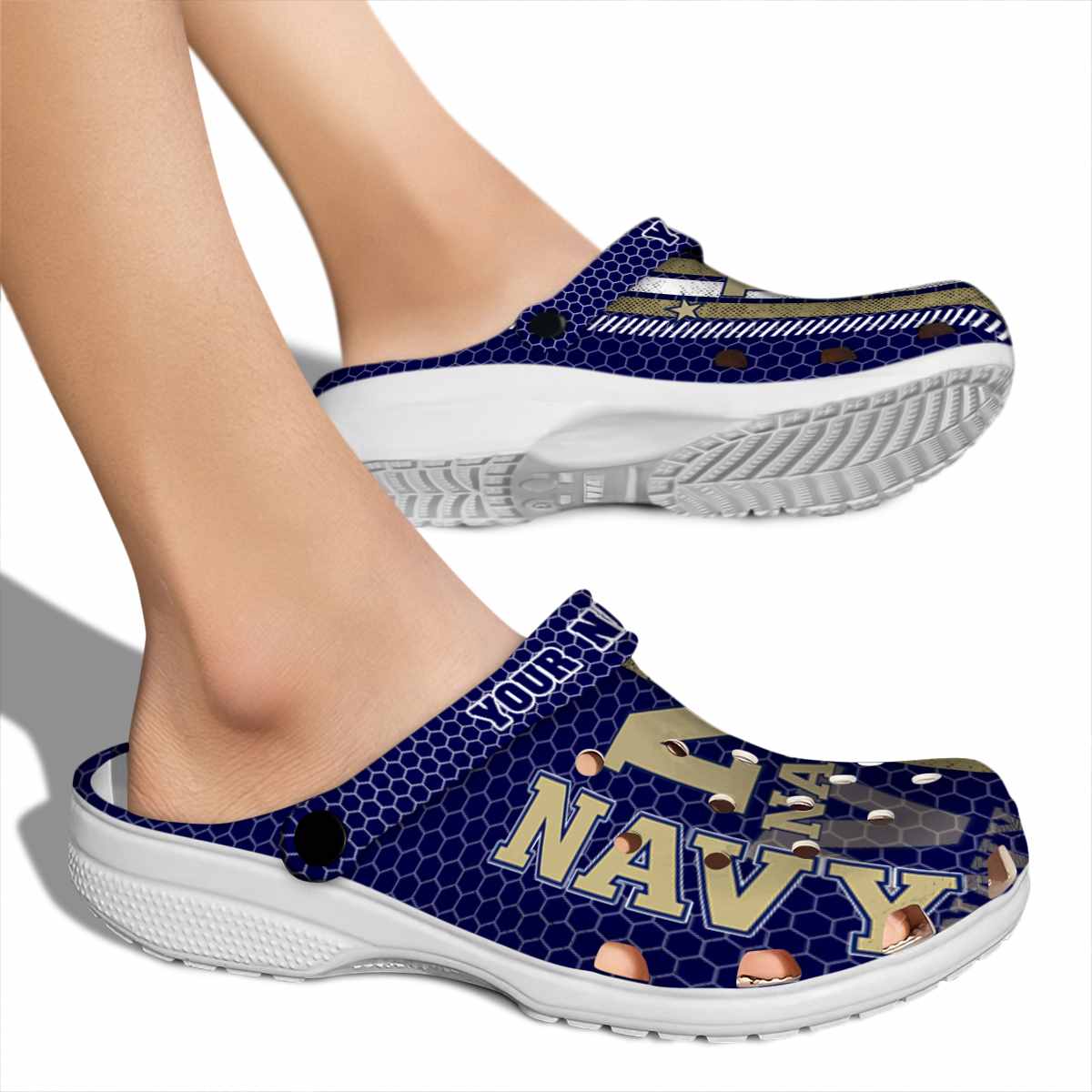 Merchidea Navy Midshipmen NCAA Sport Crocs Crocband Clogs Shoes Comfortable For Men Women and Kids